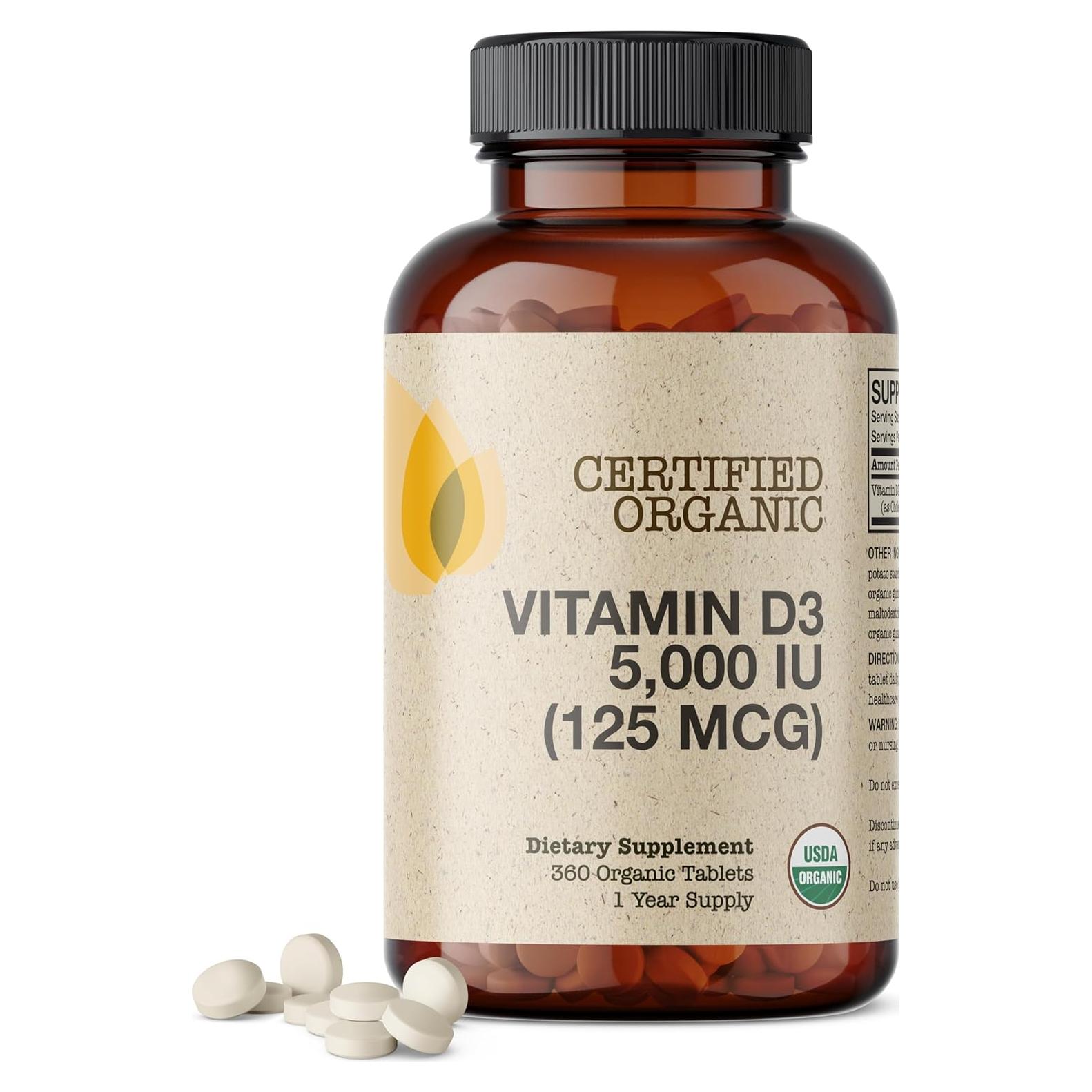 Vitamina D3 Orgánica Futurebiotics 5000 UI 360 Tabletas