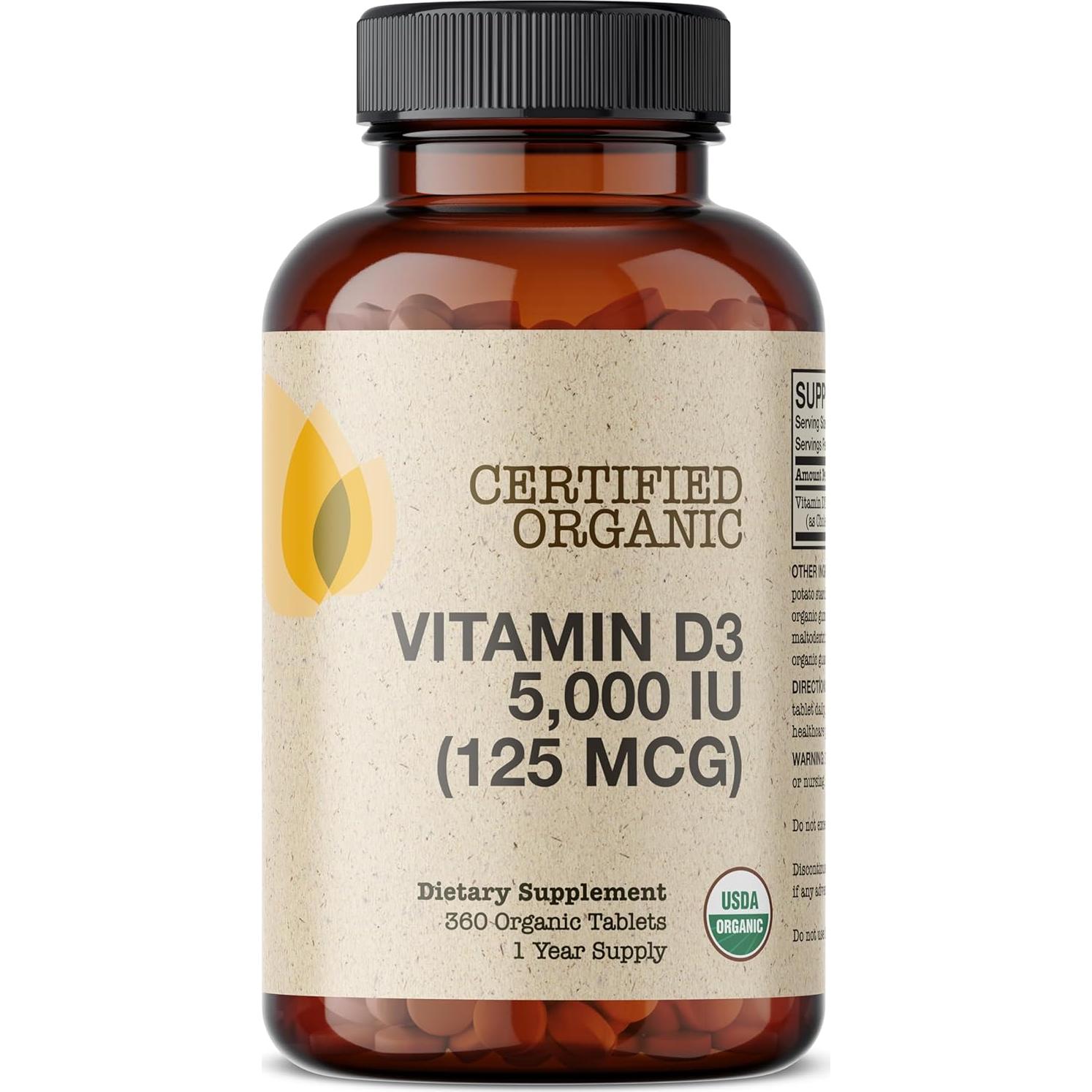 Vitamina D3 Orgánica Futurebiotics 5000 UI 360 Tabletas