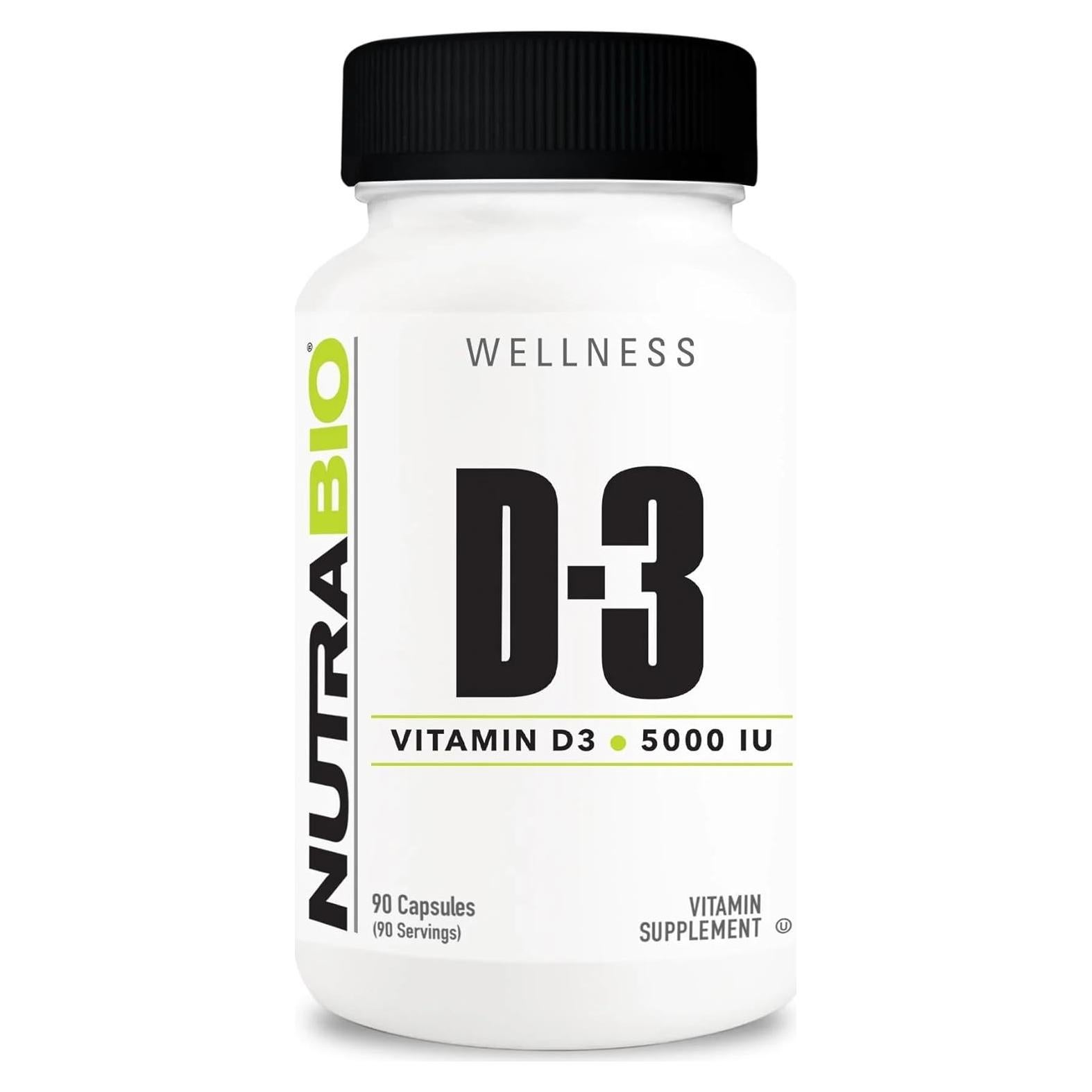 NutraBio Vitamina D3 5000 UI - 90 Cápsulas Vegetales