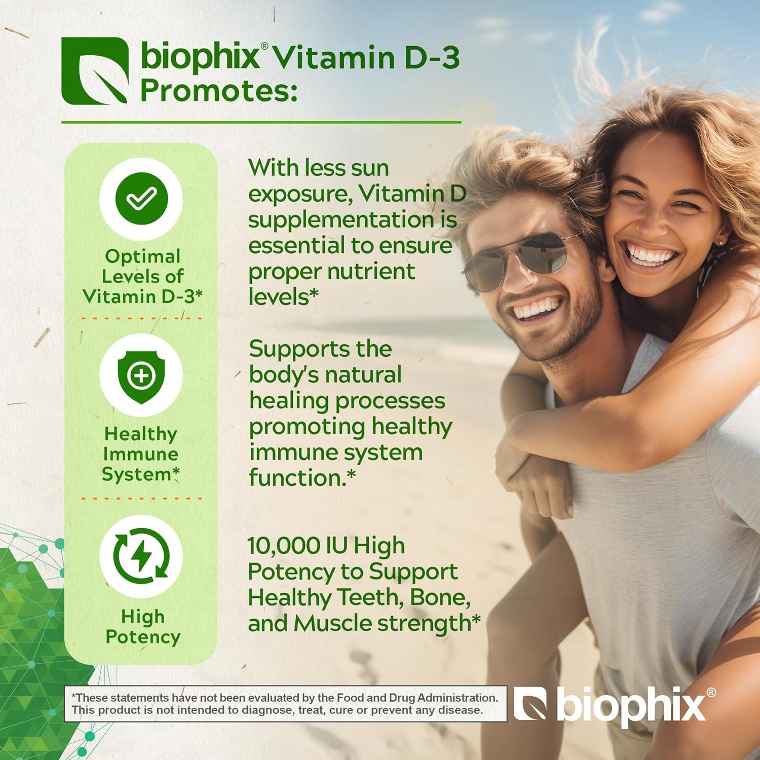 Suplemento de Vitamina D3 Orgánica Biophix 10000 UI 180 Vcaps