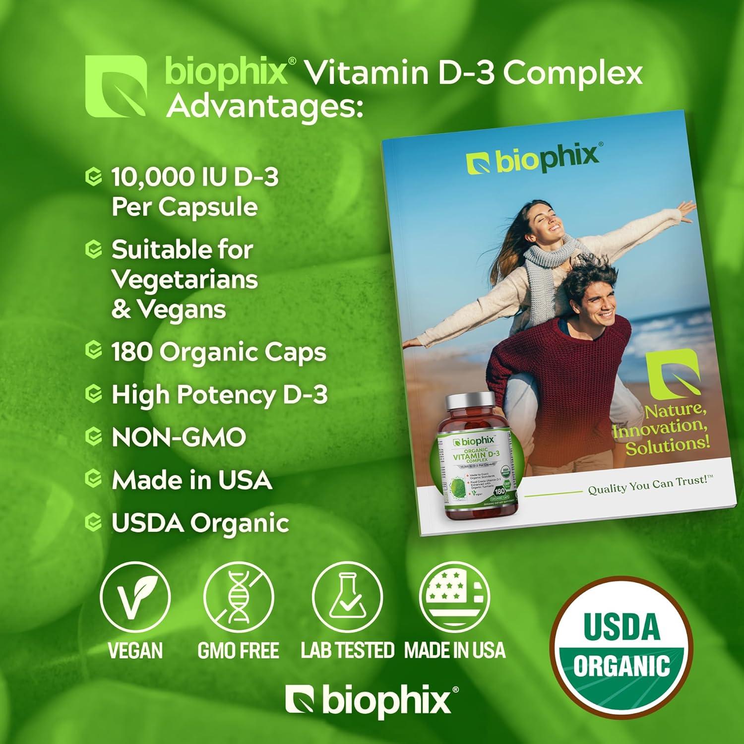 Suplemento de Vitamina D3 Orgánica Biophix 10000 UI 180 Vcaps
