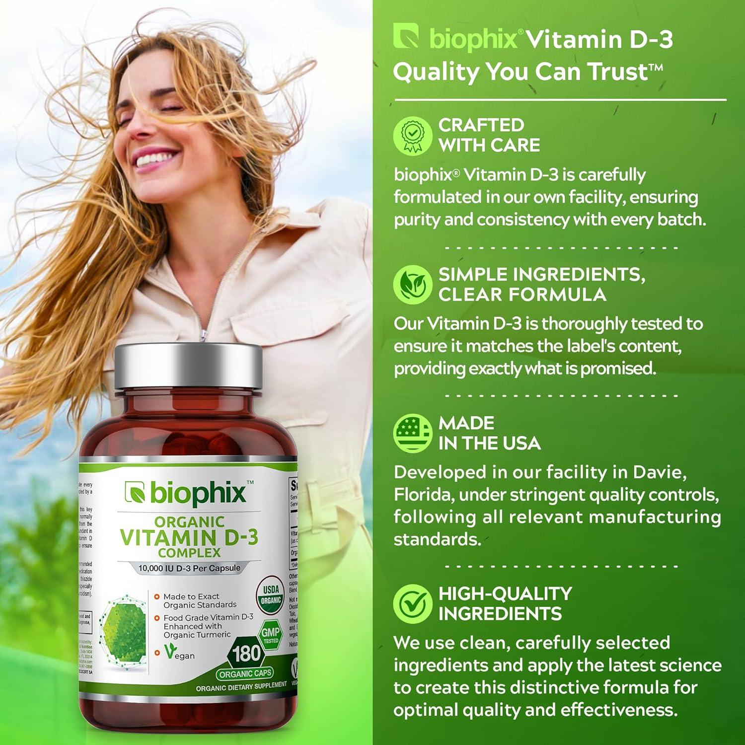Suplemento de Vitamina D3 Orgánica Biophix 10000 UI 180 Vcaps
