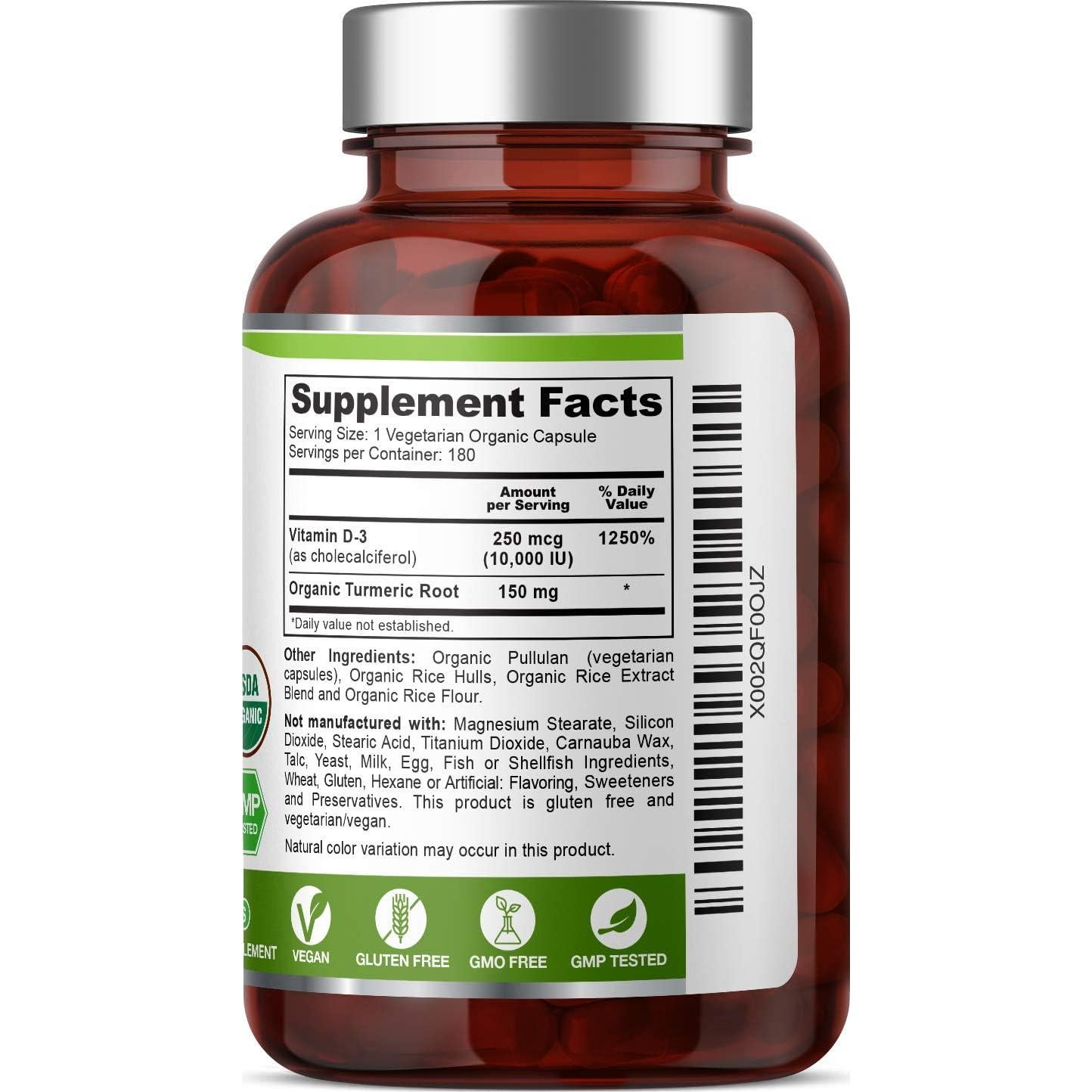 Suplemento de Vitamina D3 Orgánica Biophix 10000 UI 180 Vcaps