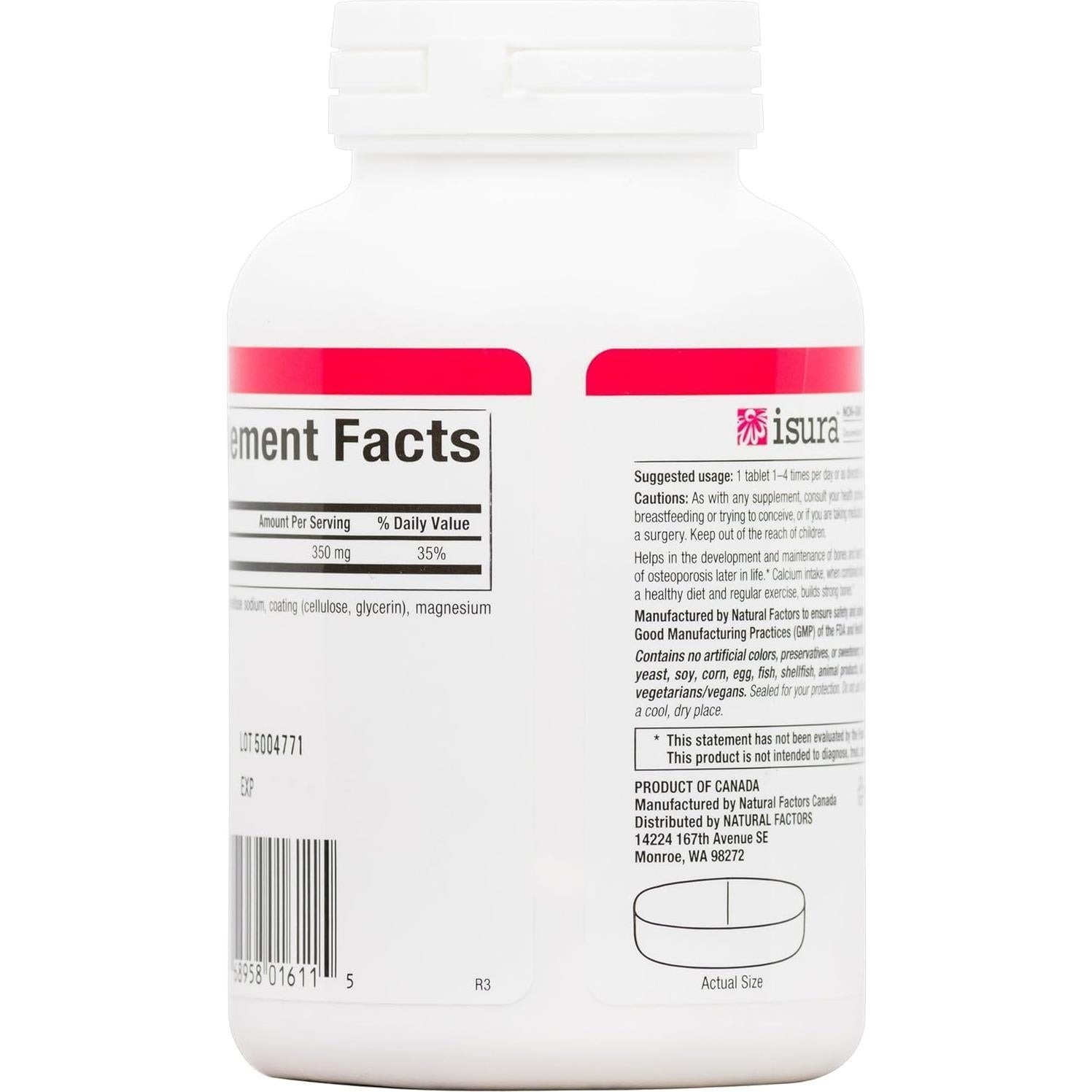 Citrato de Calcio Factores Naturales 90 tabletas 190g