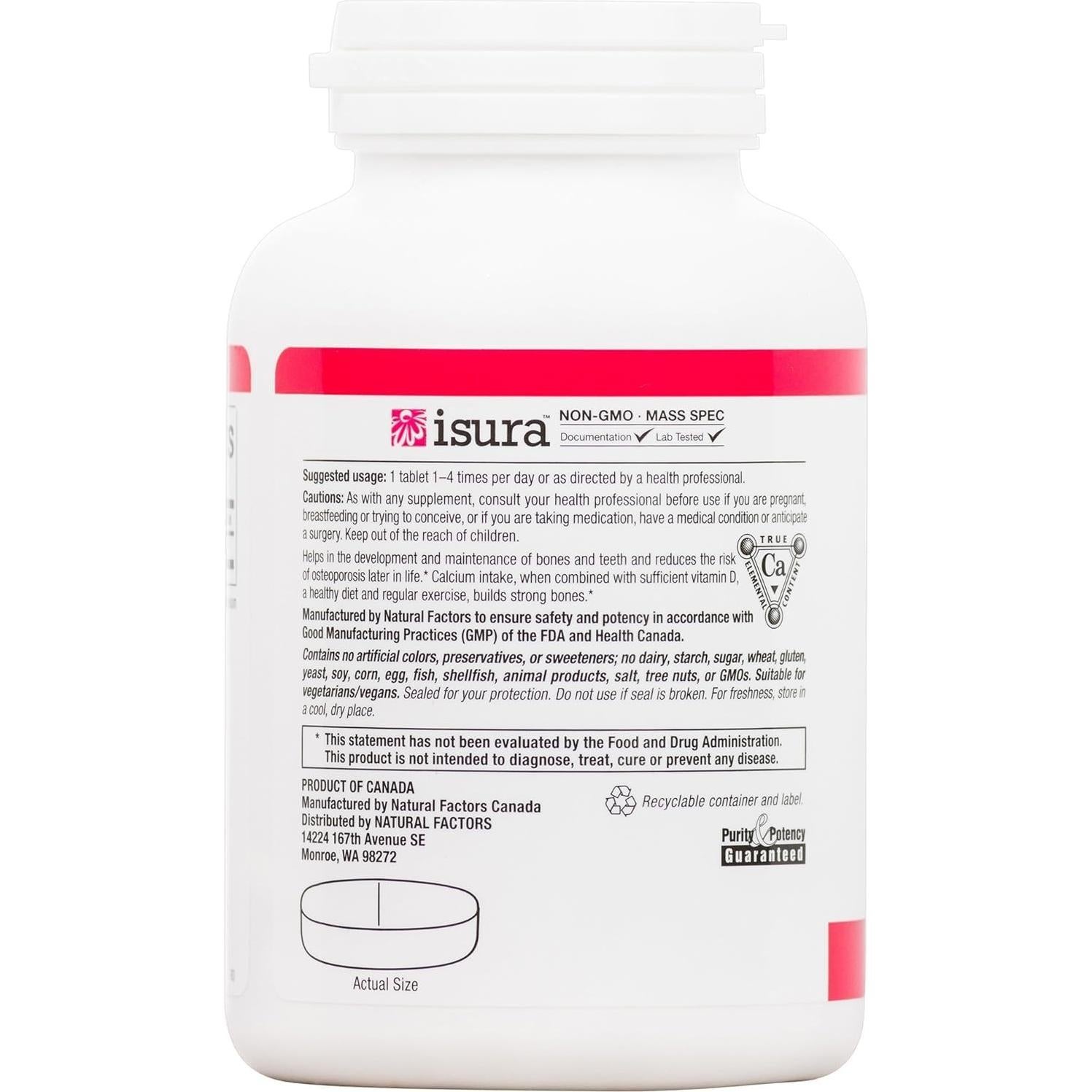 Citrato de Calcio Factores Naturales 90 tabletas 190g