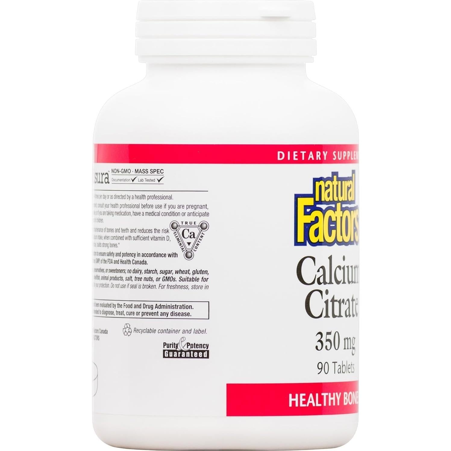 Citrato de Calcio Factores Naturales 90 tabletas 190g