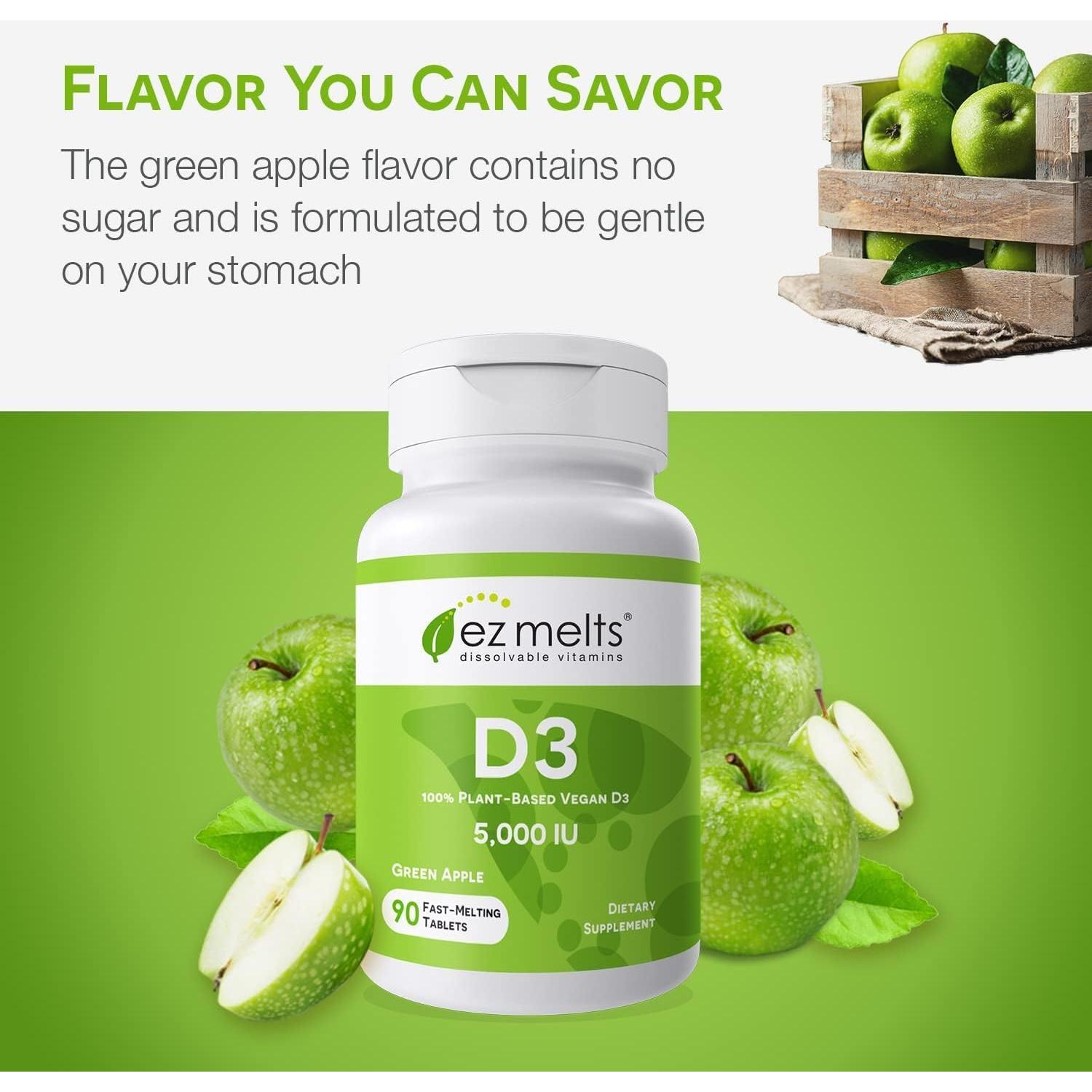 EZ Melts Vitaminas D3 5000 UI Sin Azúcar 90 Tabletas