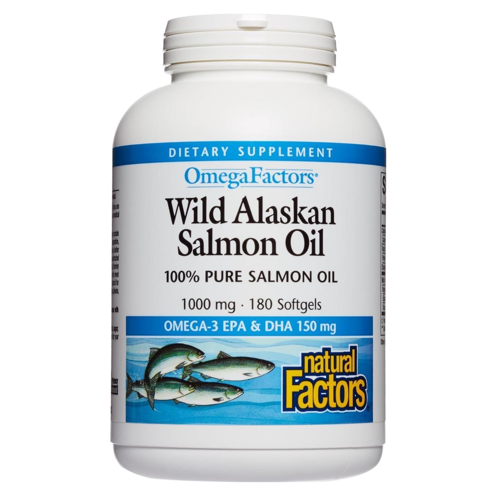 Aceite de Salmón Salvaje de Alaska Factores Naturales 180 Gelatinas