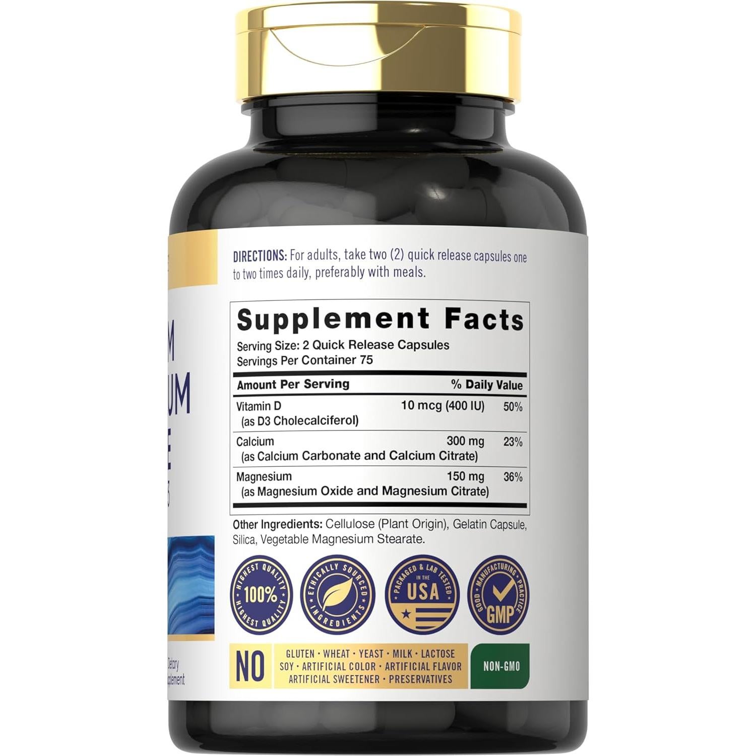 Citrato de Calcio y Magnesio Carlyle con Vitamina D3 150 Cápsulas