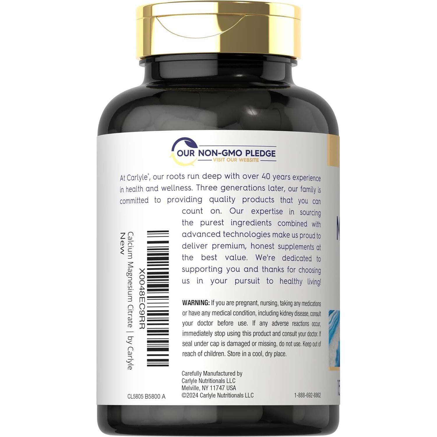 Citrato de Calcio y Magnesio Carlyle con Vitamina D3 150 Cápsulas