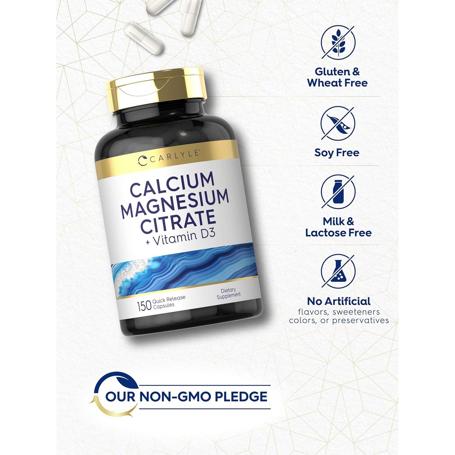 Citrato de Calcio y Magnesio Carlyle con Vitamina D3 150 Cápsulas