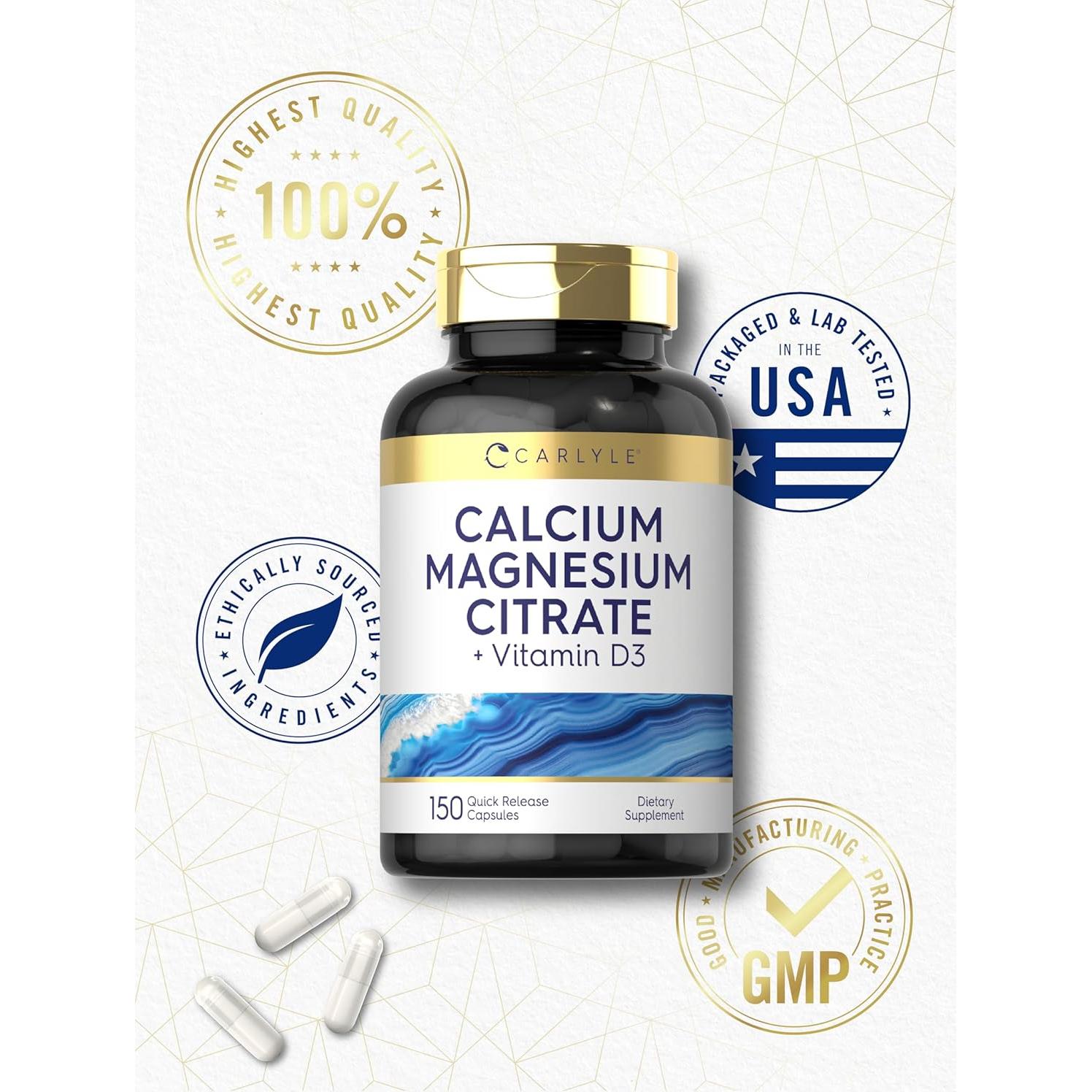 Citrato de Calcio y Magnesio Carlyle con Vitamina D3 150 Cápsulas