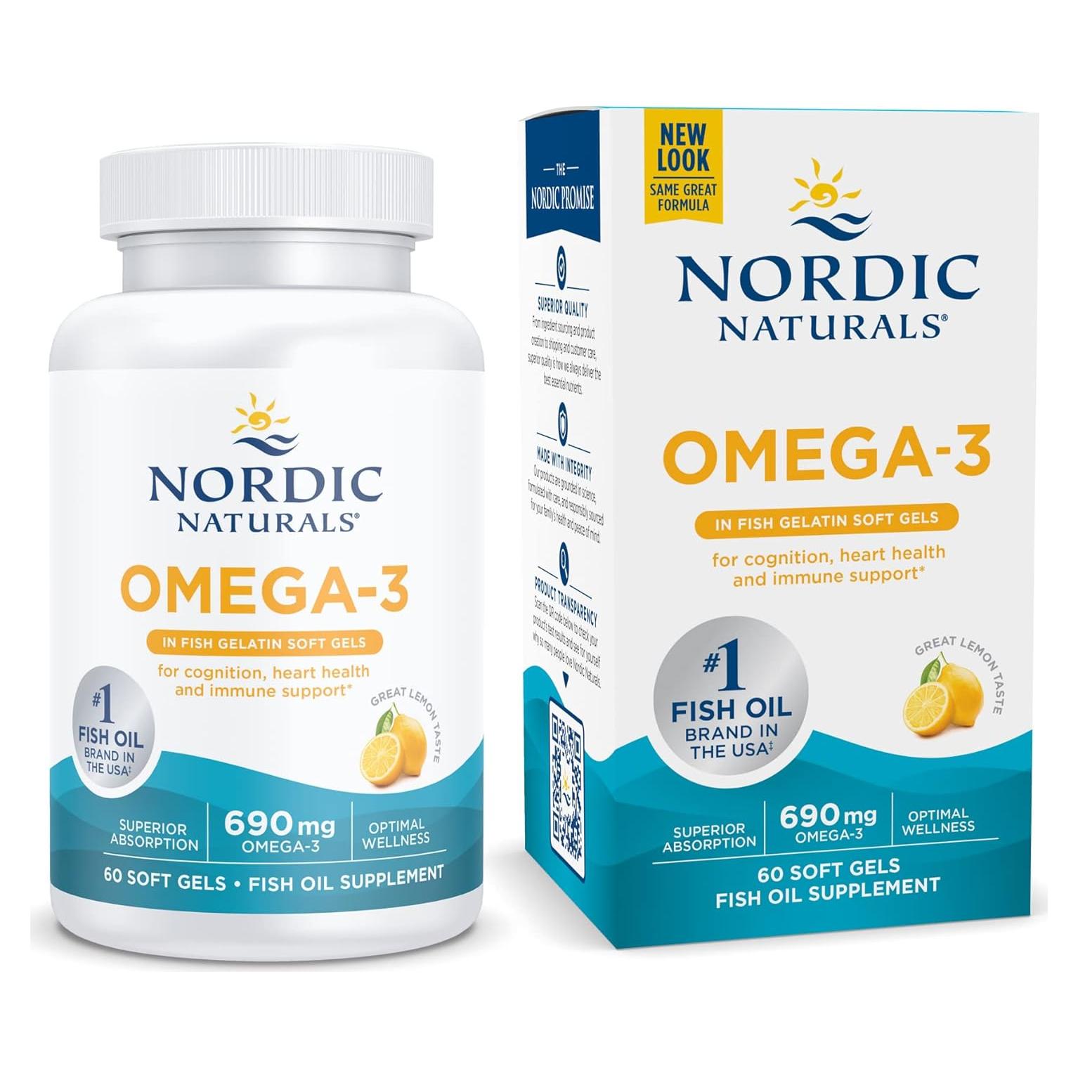 Omega-3 Nordic Naturals en Gelatina de Pescado 60 Geles 690 mg