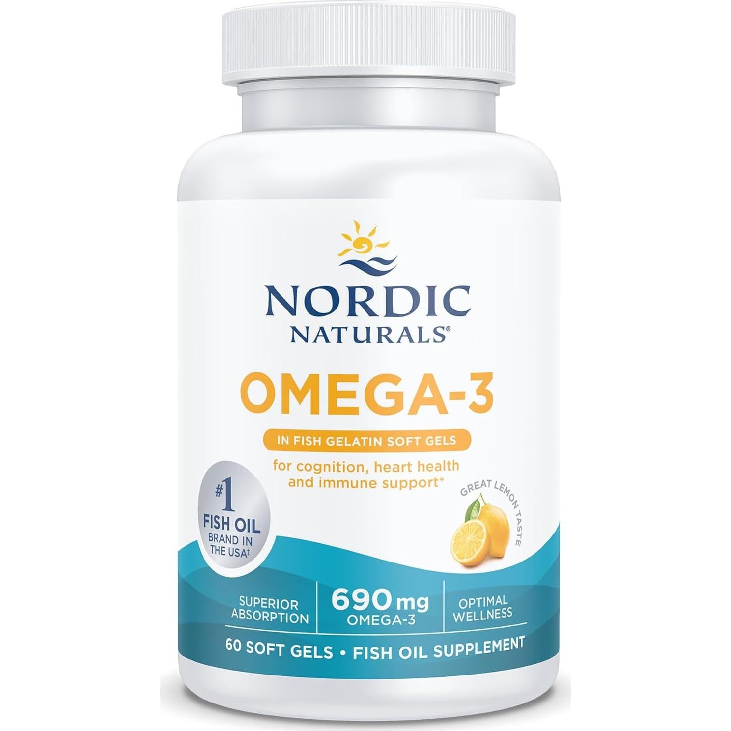 Omega-3 Nordic Naturals en Gelatina de Pescado 60 Geles 690 mg
