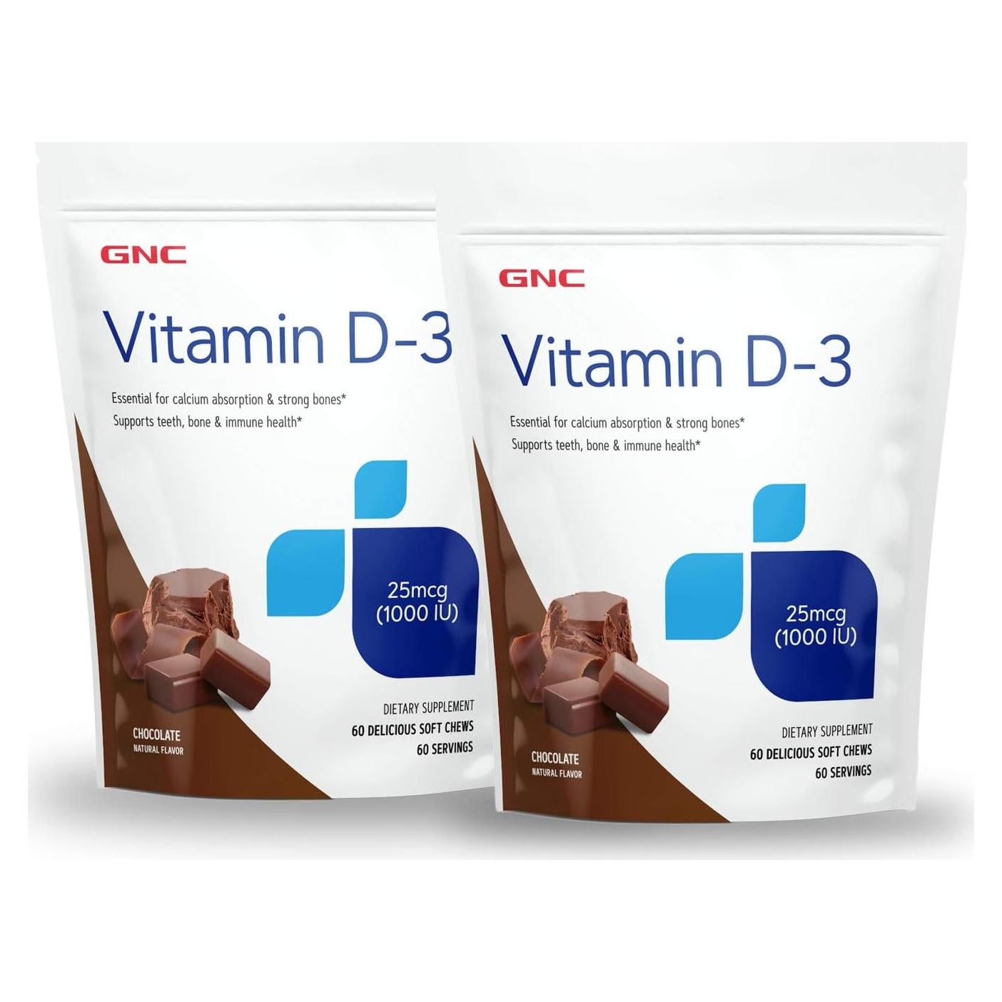 Caramelos Blandos GNC Vitamina D-3 1000 UI Chocolate 60 Unidades