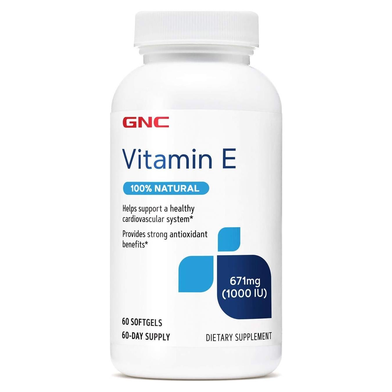 GNC Vitamina E 100% Natural 1000UI - 60 Gelatinas Blandas
