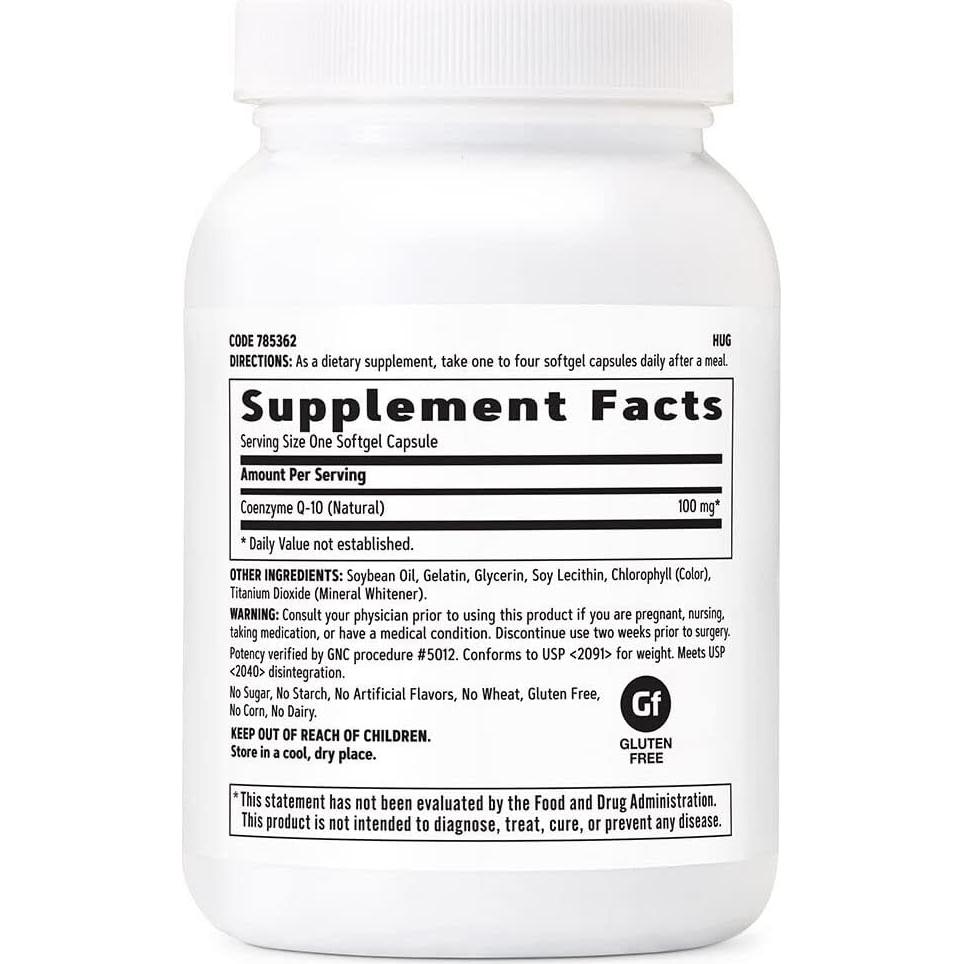 Suplemento GNC CoQ10 100mg - Salud del Corazón - 120 Cápsulas