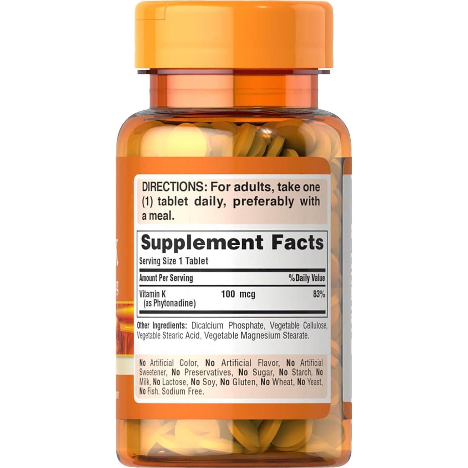 Suplemento de Vitamina K Puritan's Pride 100mcg 100 Tabletas