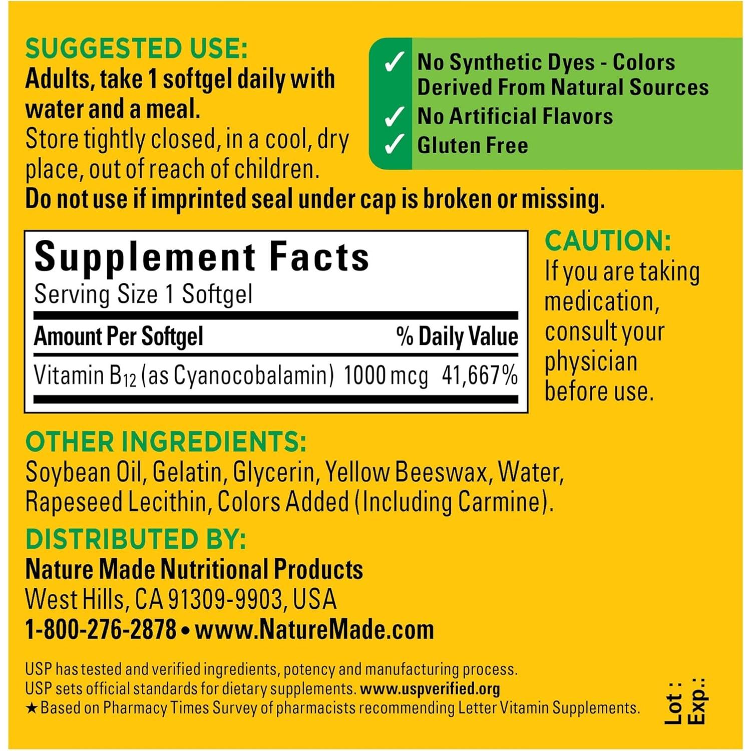 Vitamina B12 1000 mcg Softgels Pharmavite 150 Cápsulas