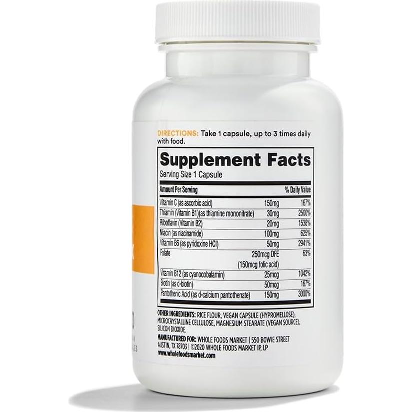 B-Complejo de Estrés 365 Whole Foods - 60 Cápsulas Veganas
