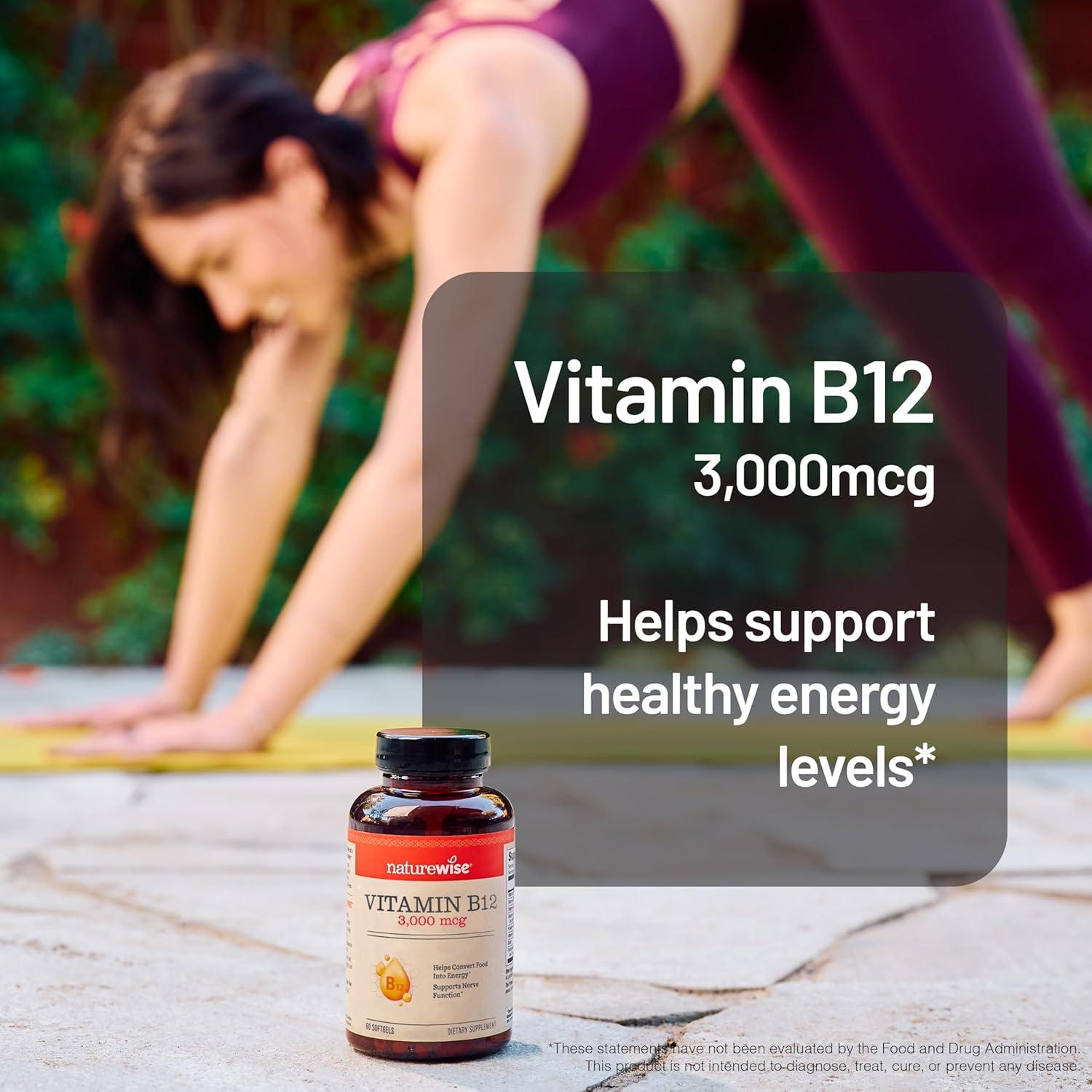 NatureWise Vitamina B12 3000 mcg - Suplemento Energético - 60 Gelatinas Blandas