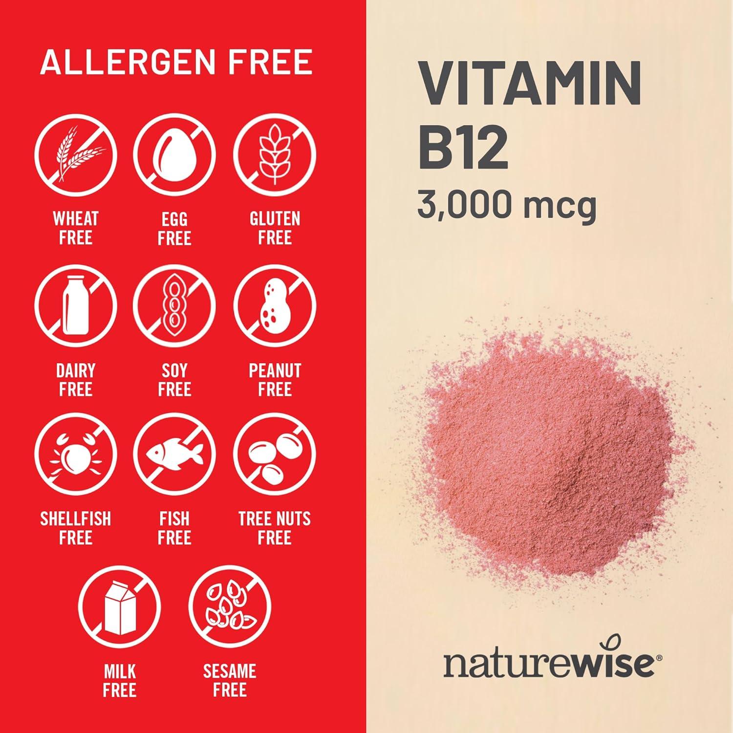 NatureWise Vitamina B12 3000 mcg - Suplemento Energético - 60 Gelatinas Blandas