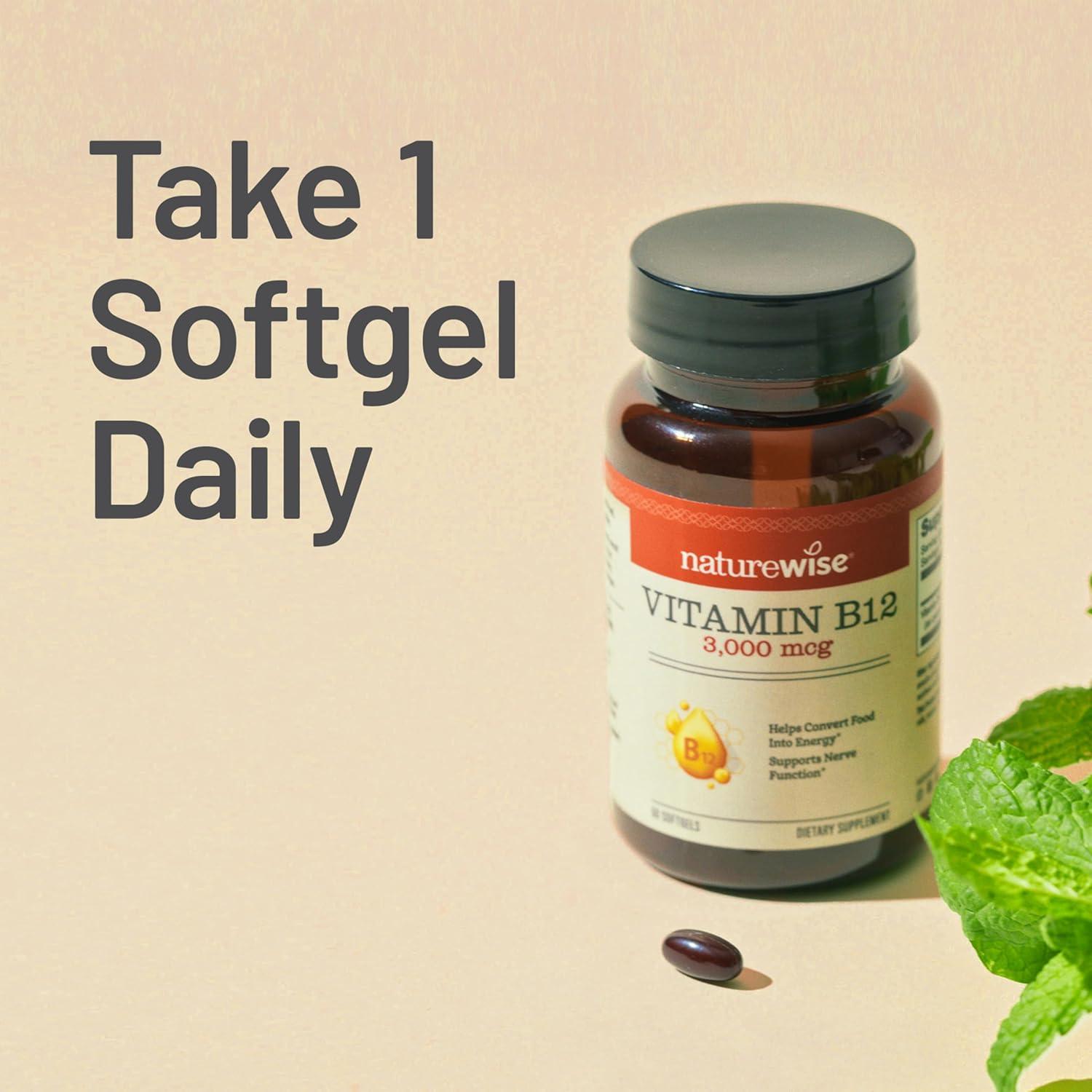 NatureWise Vitamina B12 3000 mcg - Suplemento Energético - 60 Gelatinas Blandas