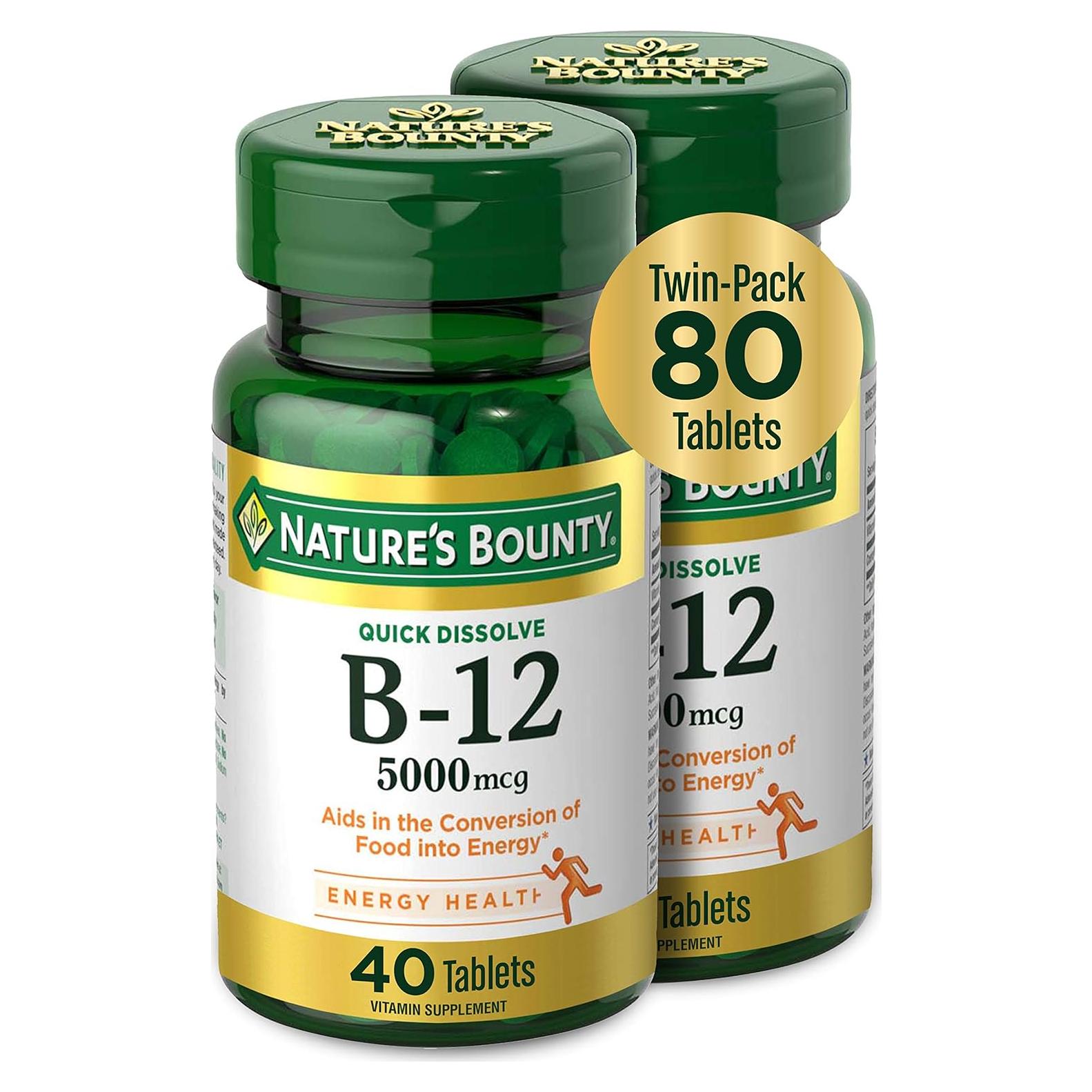 Vitamina B12 Nature's Bounty 5000mcg 80 Tabletas Disolución Rápida