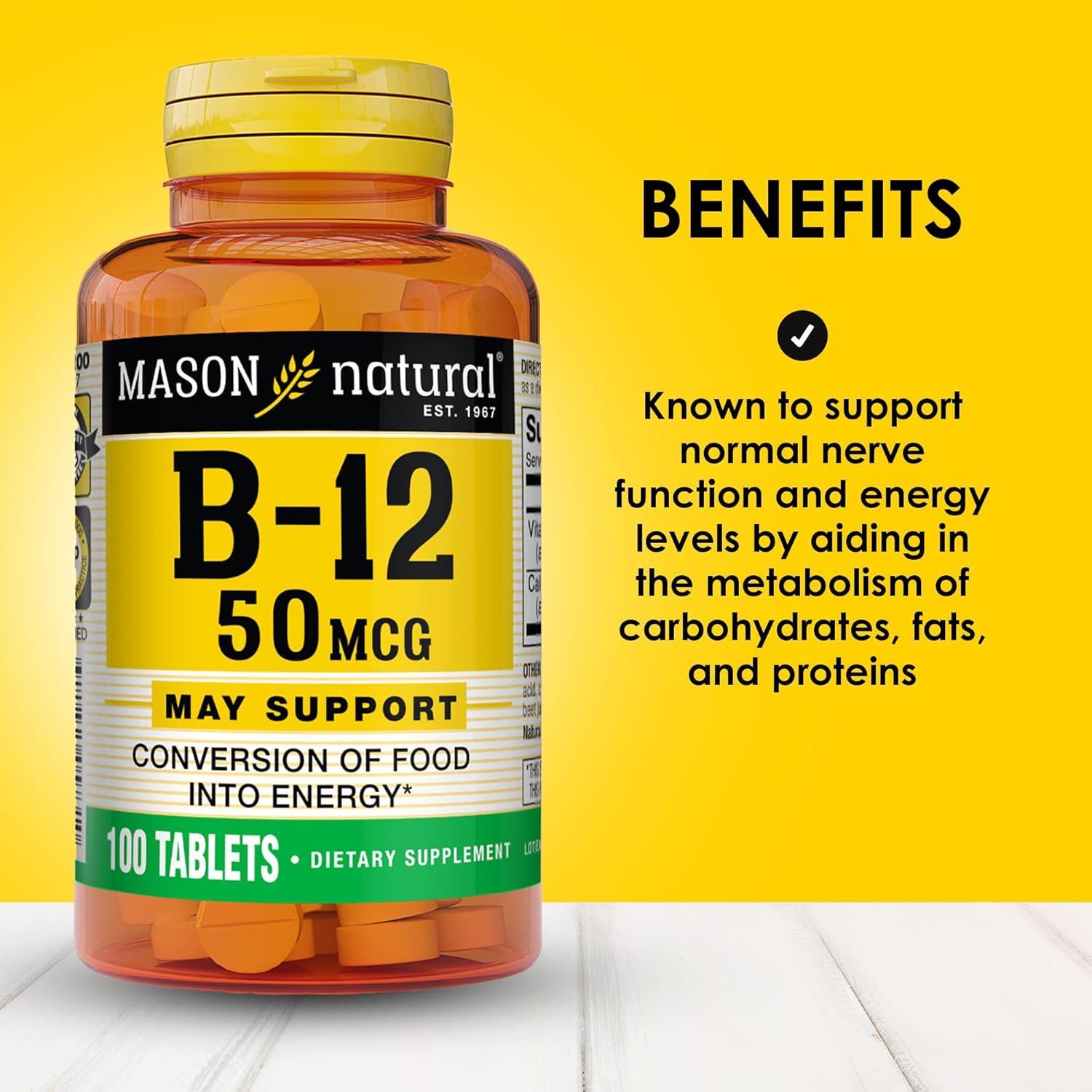 Suplemento Vitamina B12 Mason Natural 50 mcg 100 Tabletas
