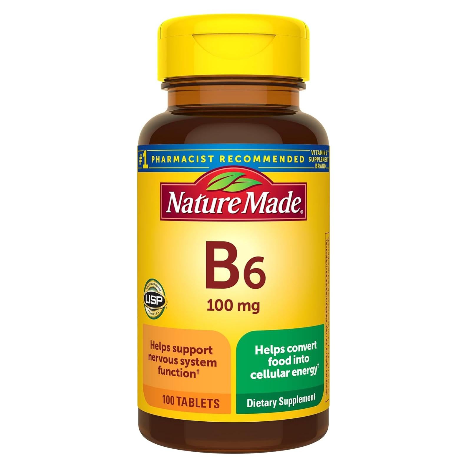 Vitamina B6 Nature Made 100 mg 100 Tabletas Sin Sabor