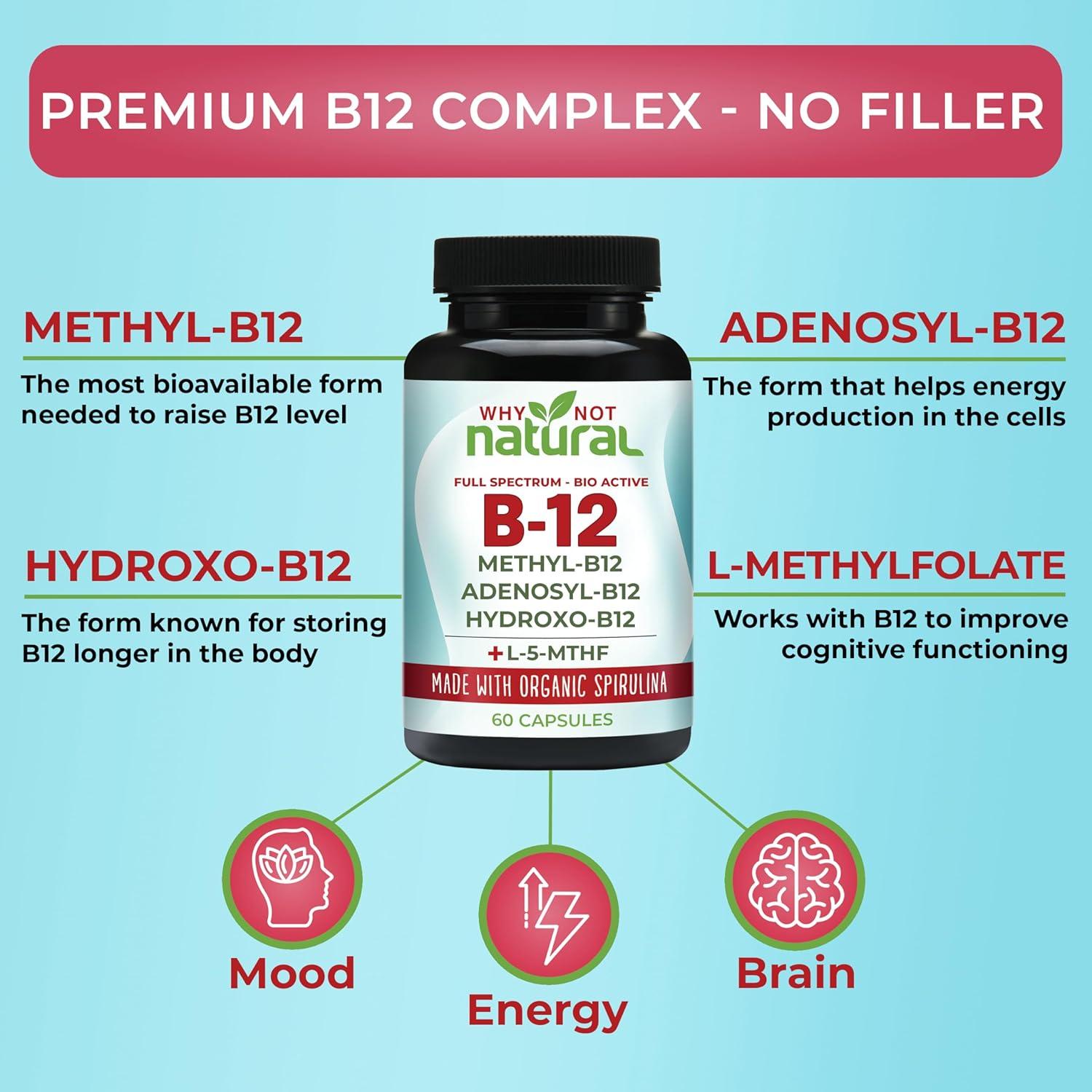 Suplemento de Vitamina B12 Natural 5000 mcg WhyNotNatural