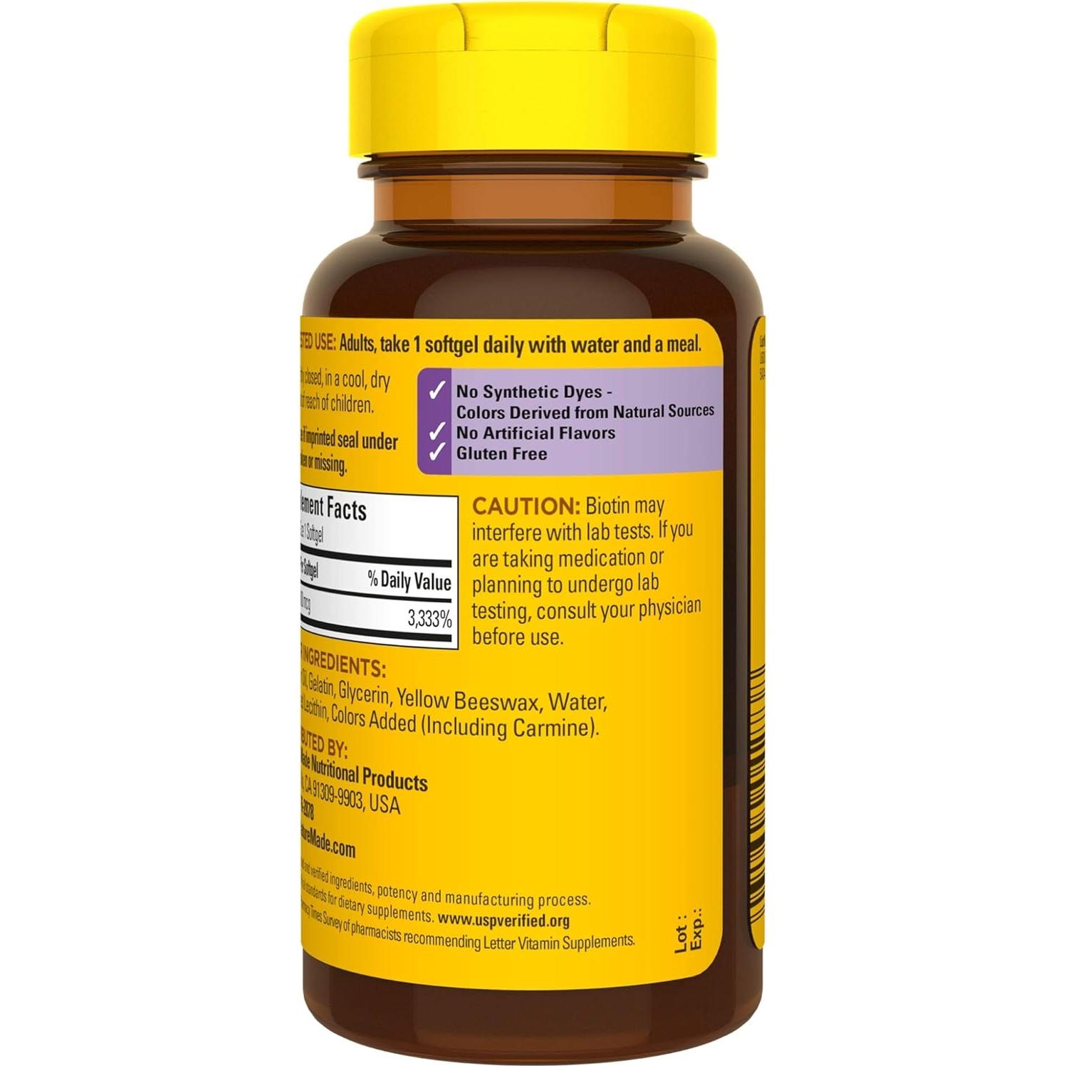 Suplemento de Biotina Nature Made 1000 mcg 120 Softgels