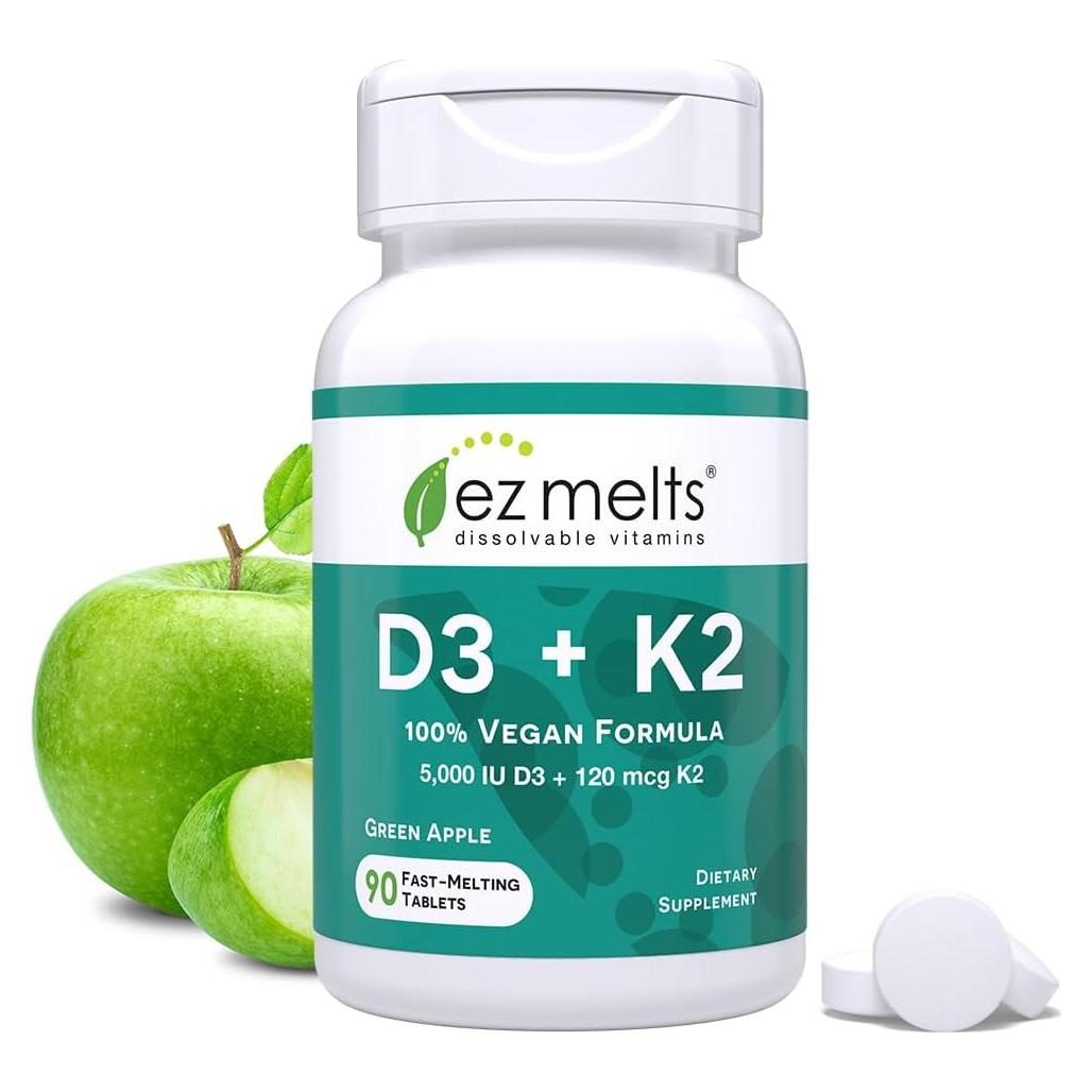 EZ Melts Vitaminas D3 K2 5000 UI Sin Azúcar 90 Tabletas