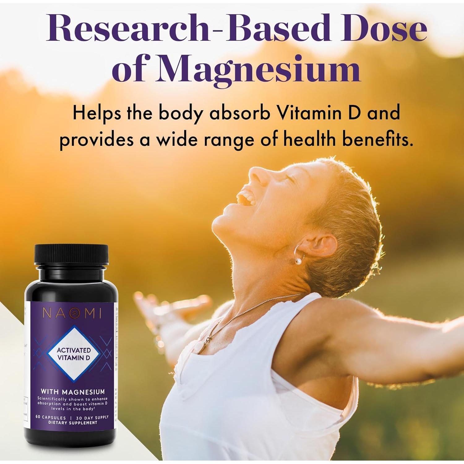Suplemento de Vitamina D3 Activada NAOMI 5000 UI con Magnesio - 60 Cápsulas