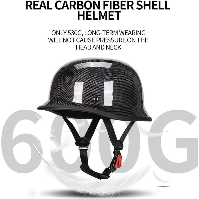 Casco de motocicleta kaESE M35 retro fibra de carbono negro