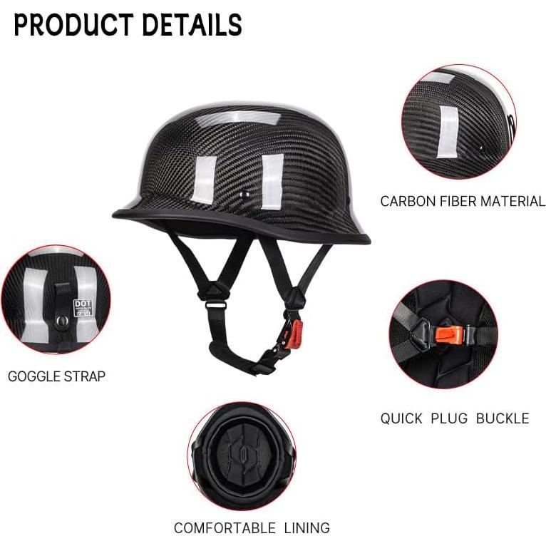 Casco de motocicleta kaESE M35 retro fibra de carbono negro