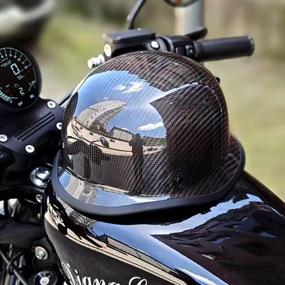 Casco de motocicleta kaESE M35 retro fibra de carbono negro