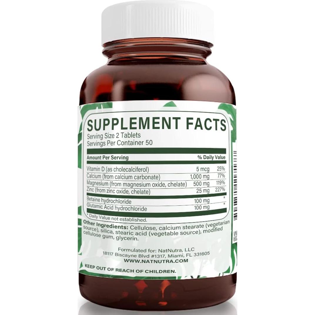 Suplemento Natural de Calcio Magnesio Zinc con Vitamina D3 - 300 Tabletas