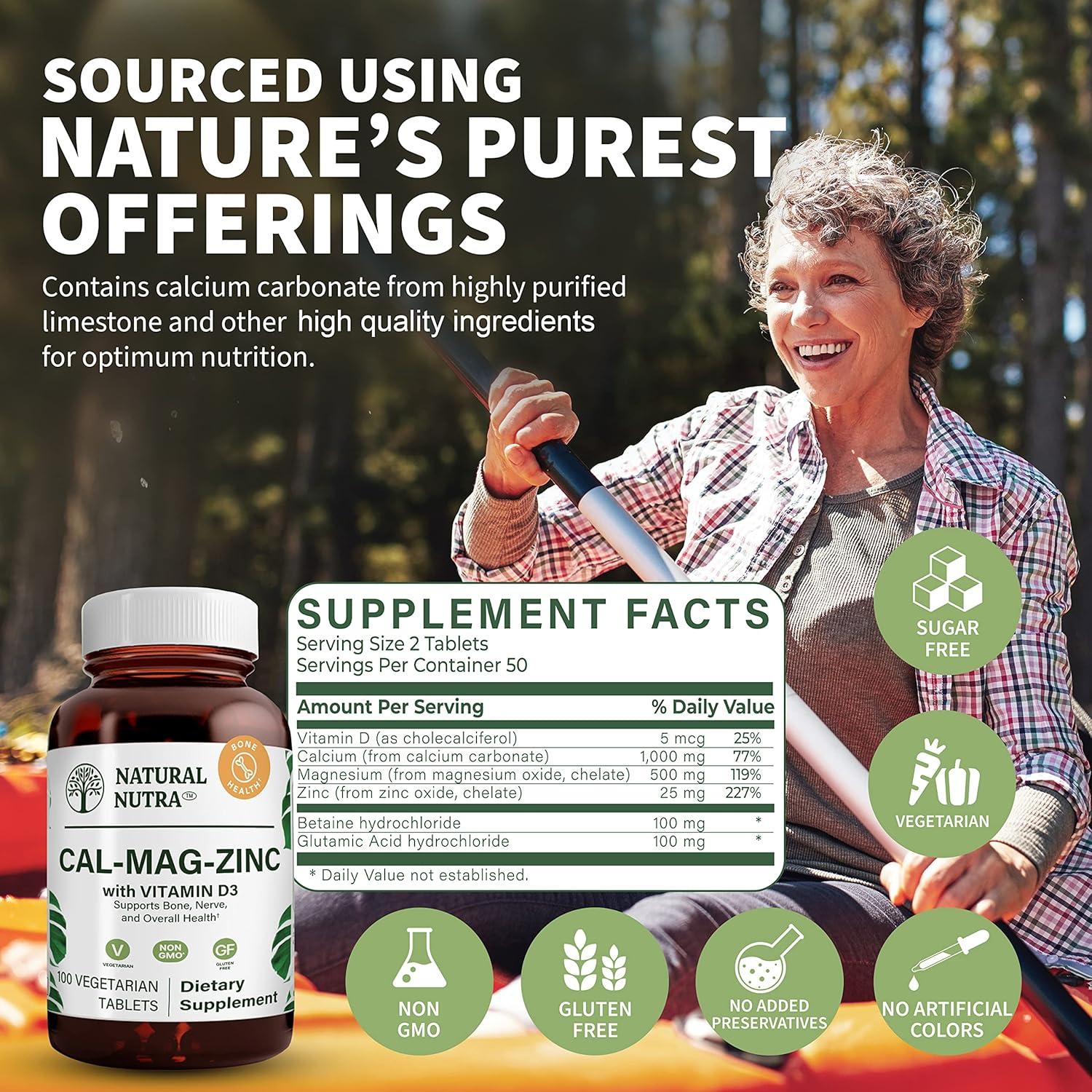 Suplemento Natural de Calcio Magnesio Zinc con Vitamina D3 - 300 Tabletas