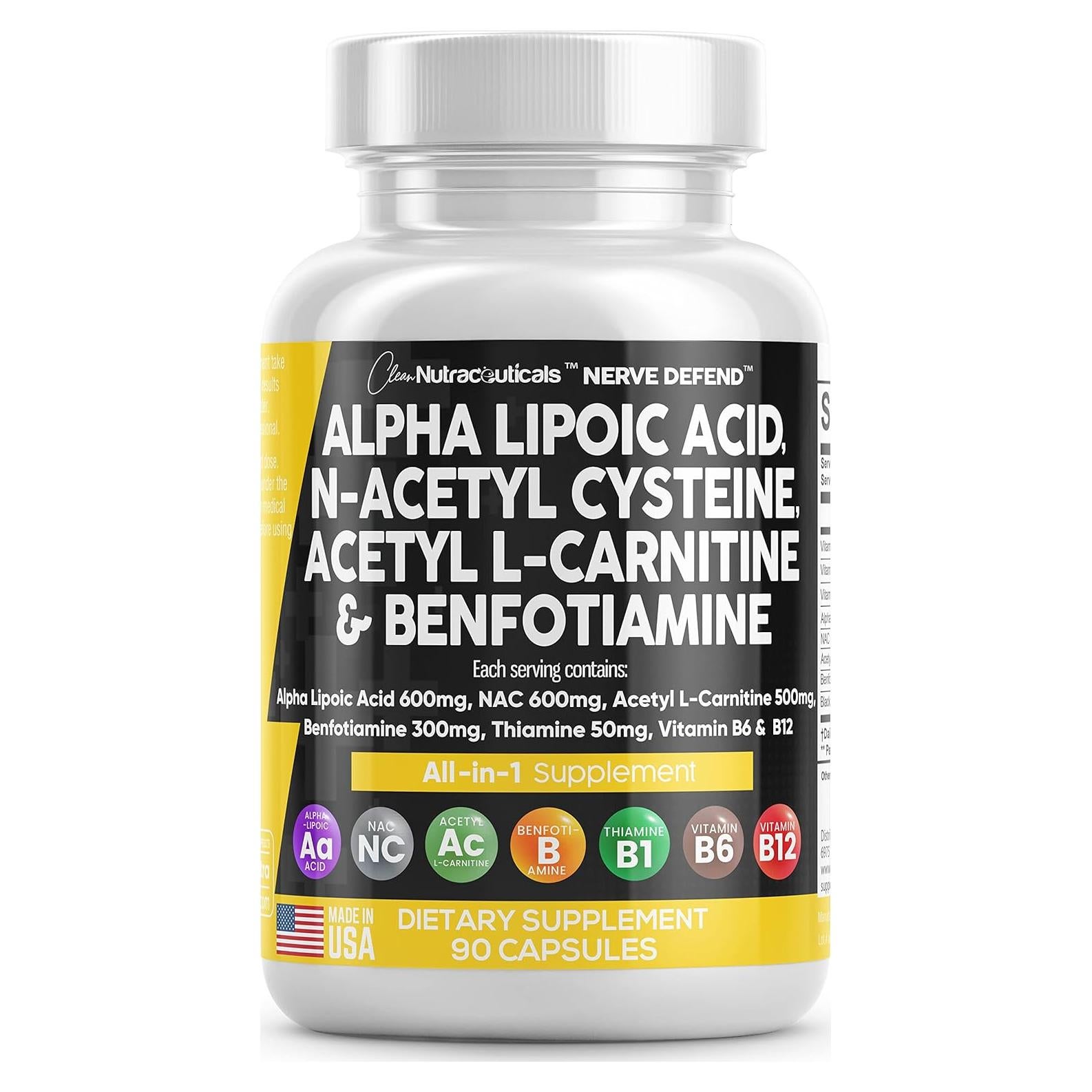 Suplemento Nerve Defend Clean Nutra 90 Cápsulas 600mg ALA