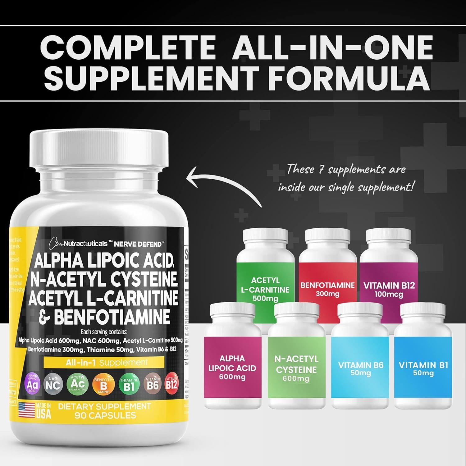 Suplemento Nerve Defend Clean Nutra 90 Cápsulas 600mg ALA