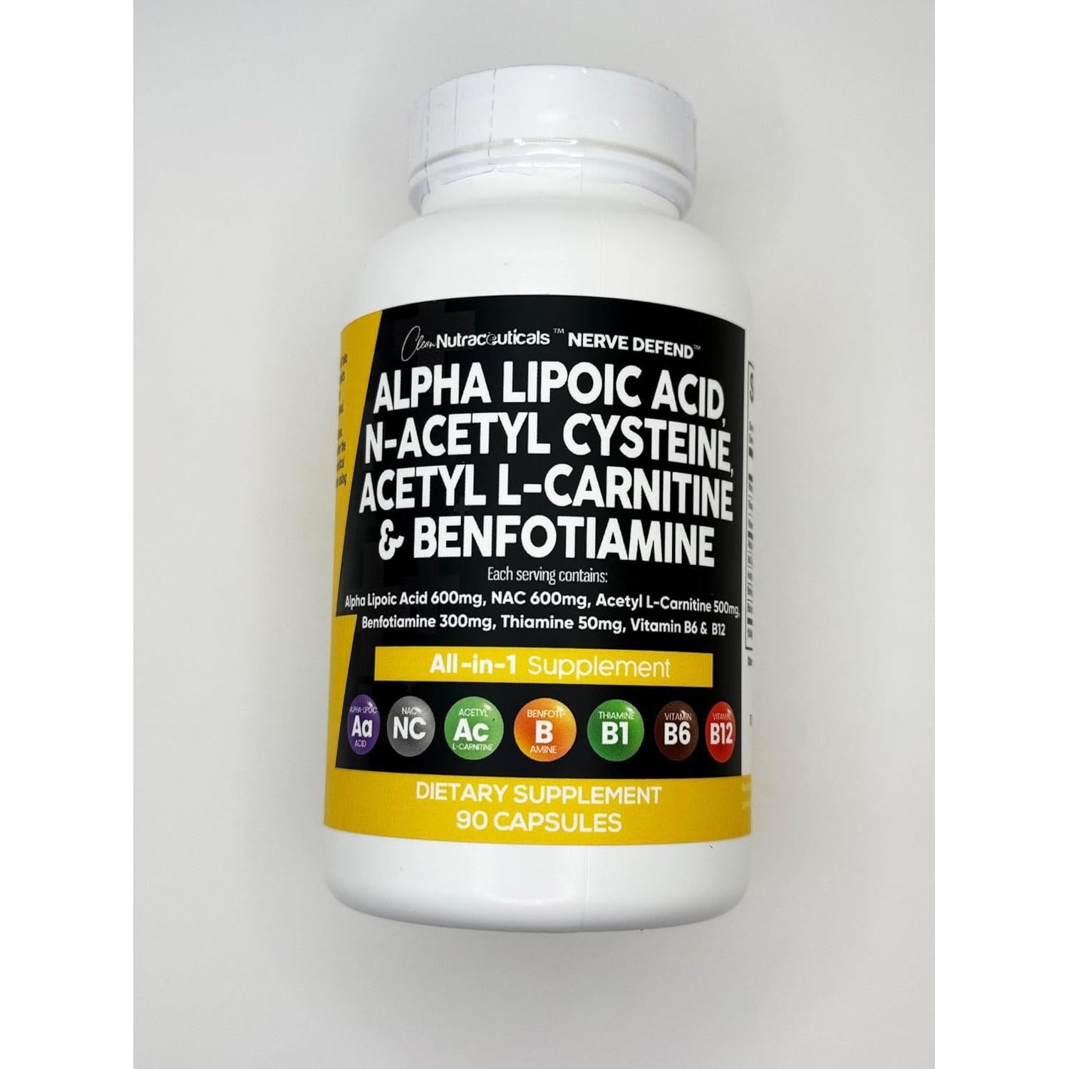 Suplemento Nerve Defend Clean Nutra 90 Cápsulas 600mg ALA