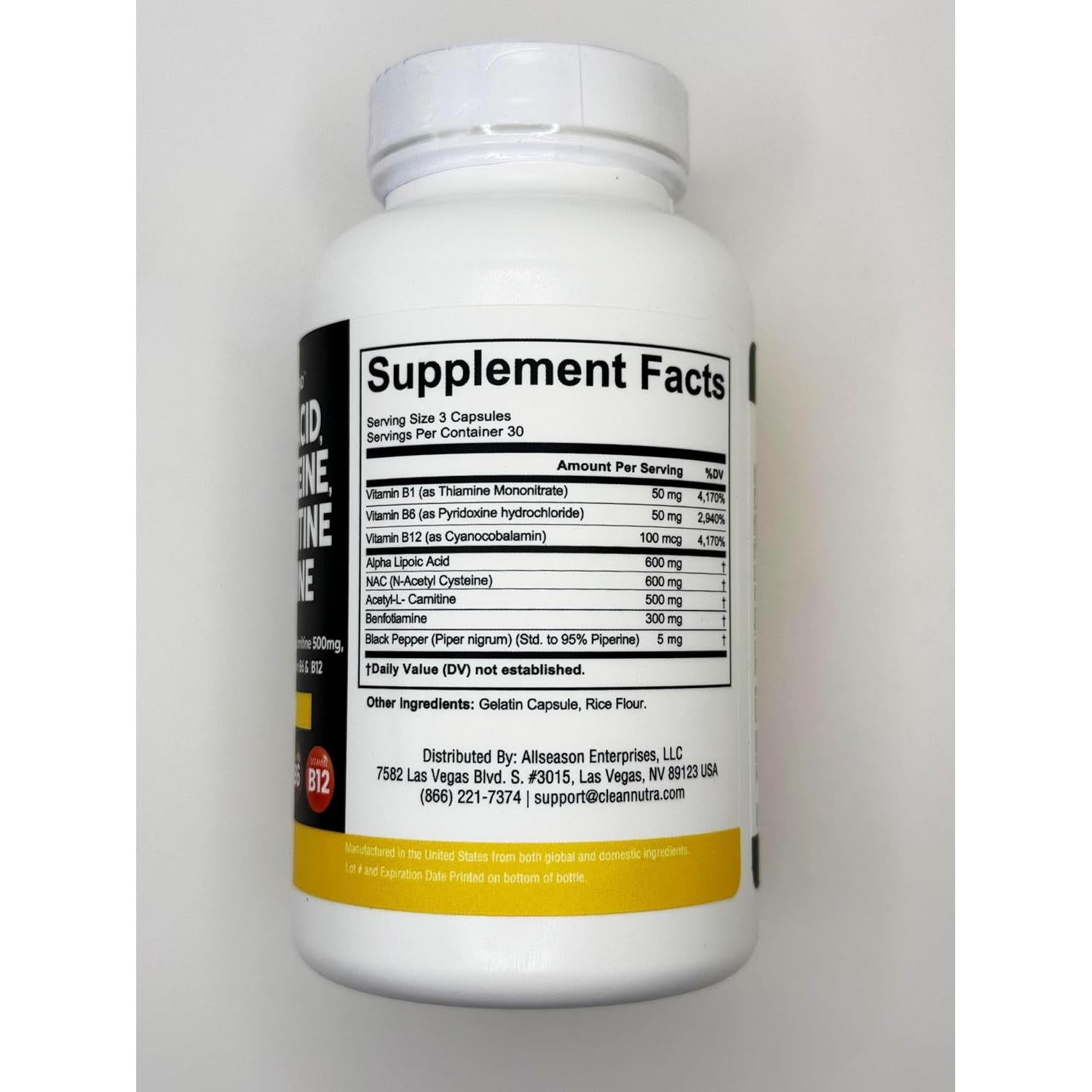 Suplemento Nerve Defend Clean Nutra 90 Cápsulas 600mg ALA