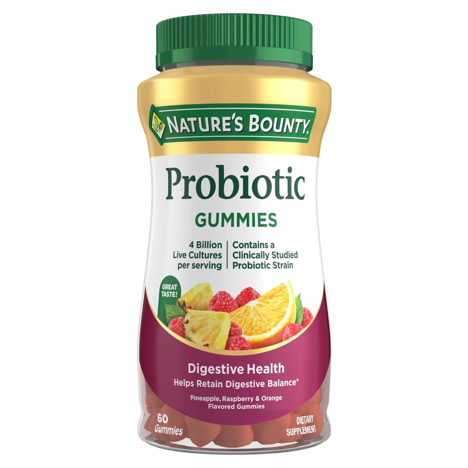 Gomitas Probióticas Nature's Bounty 60 Ct Sabor Piña Frambuesa Naranja