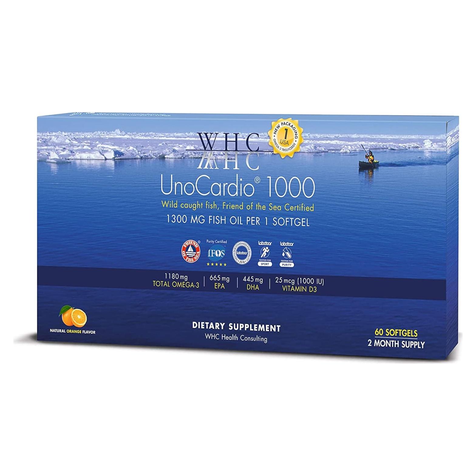 WHC UnoCardio 1000 Aceite de Pescado 1300 mg Omega-3 60 Cápsulas