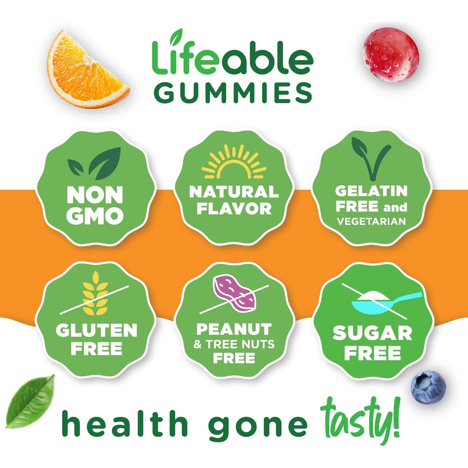 Gomitas de Vitamina B12 Lifeable Sin Azúcar 1000 mcg 90 Unidades