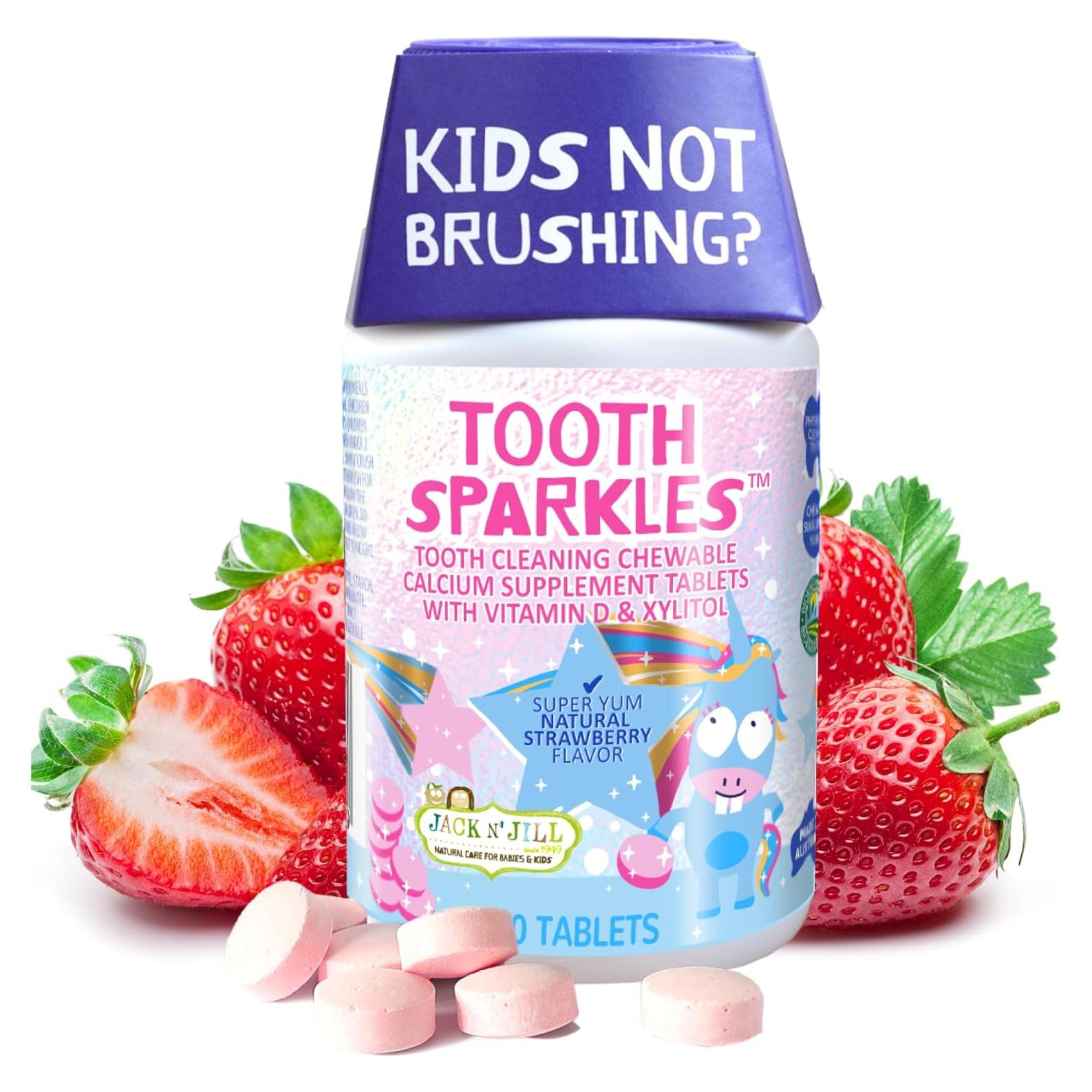 Chispas de Diente Jack N' Jill - Masticables de Calcio Fresa 60 Tabletas