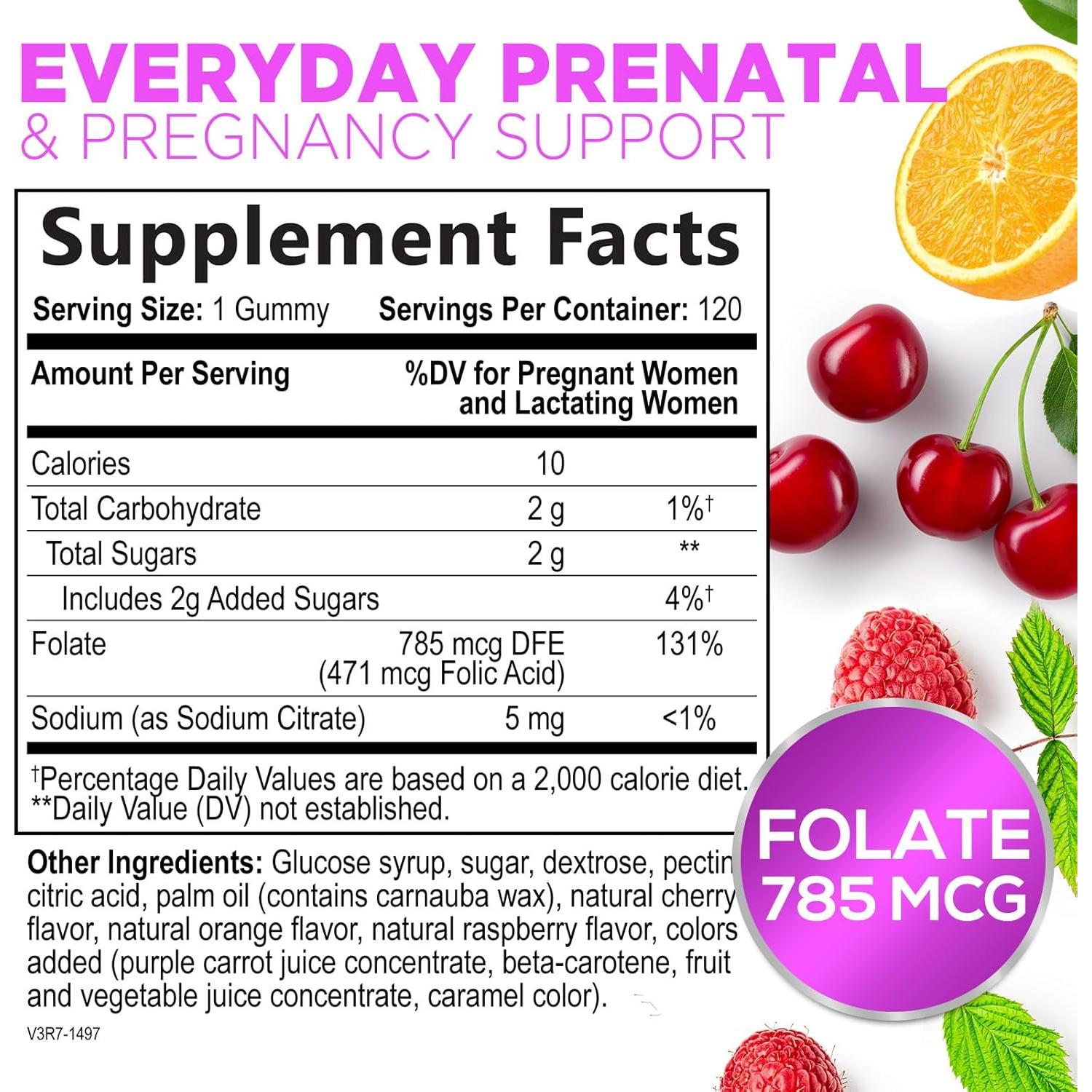 Gomitas de Ácido Fólico Nature's Nutrition 785 mcg - 120 Unidades