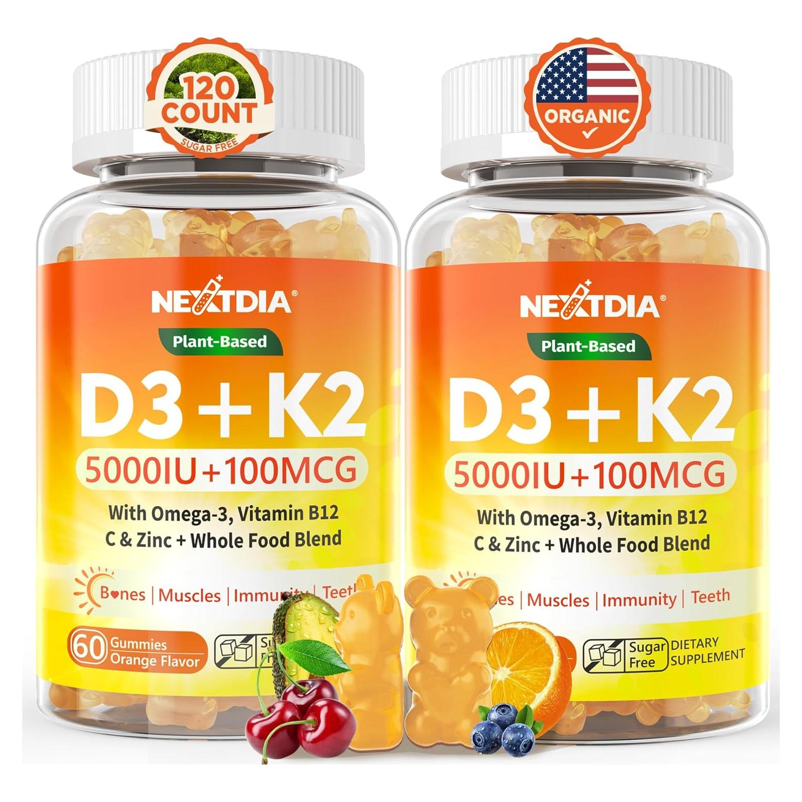 Gomitas Vitamina D3 K2 5000UI Nextdia con Omega-3 250mg