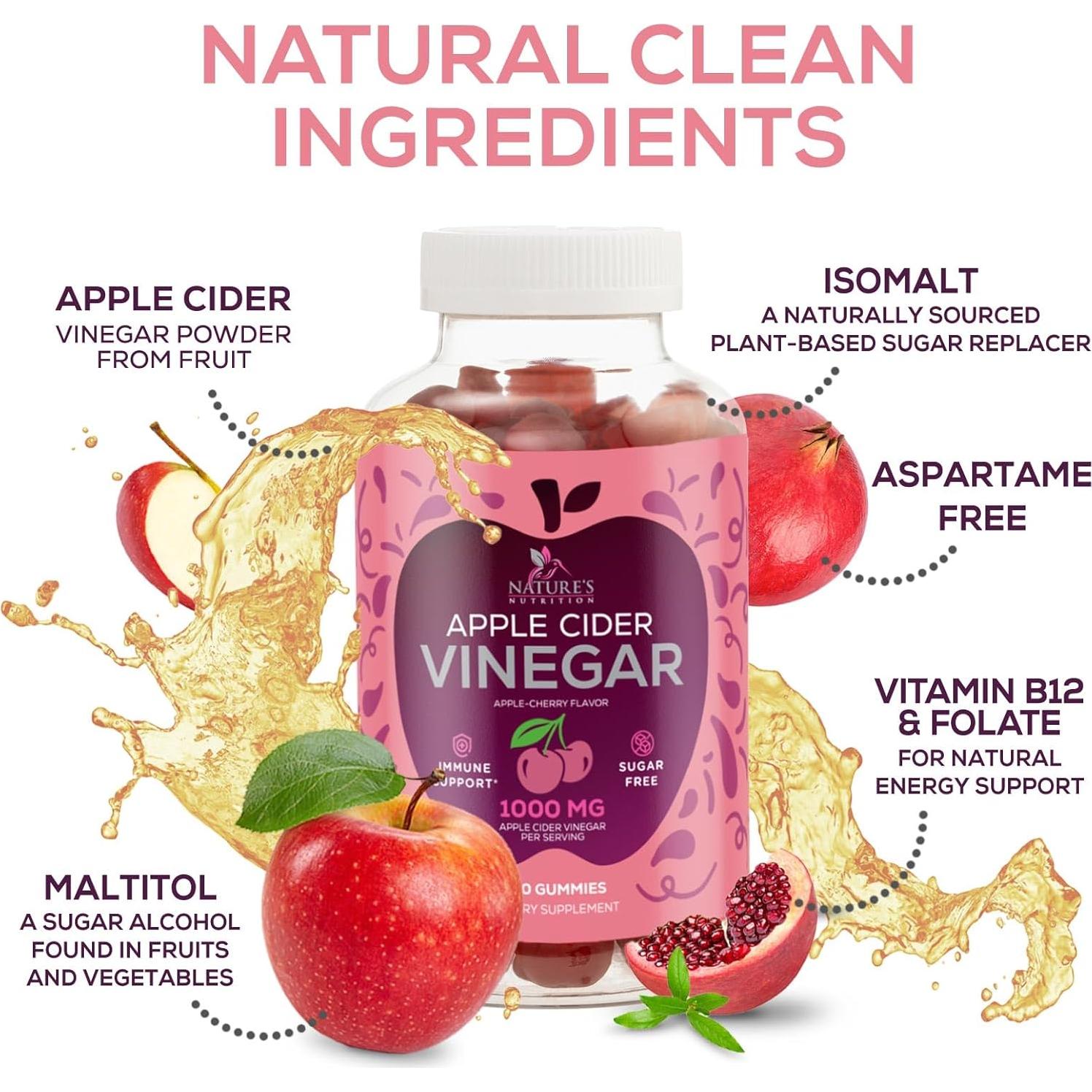 Gomitas de Vinagre de Manzana Veganas 1000mg - 120 Unidades